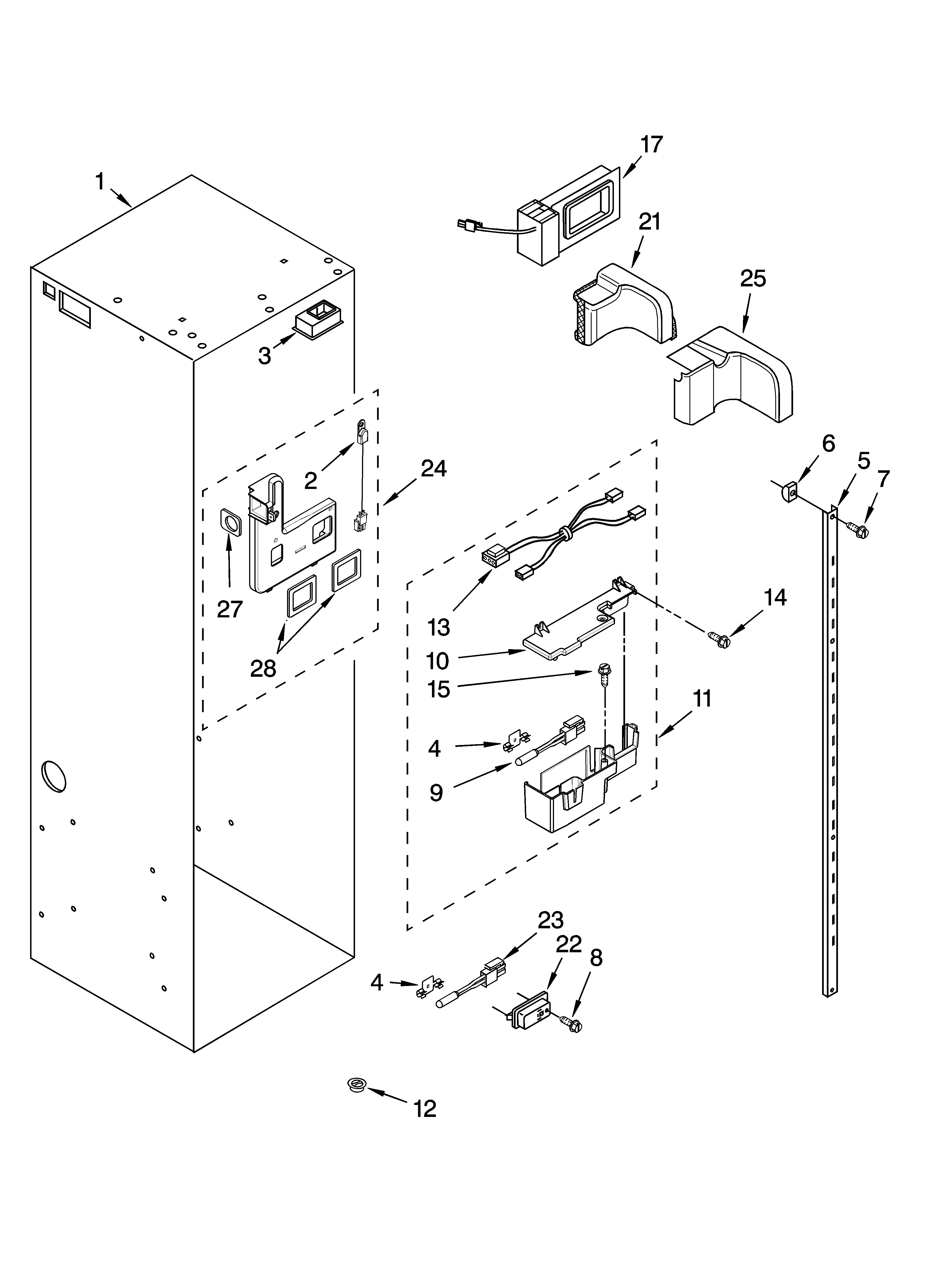 KitchenAid KSSS48FMX02 refrigerator liner parts diagram