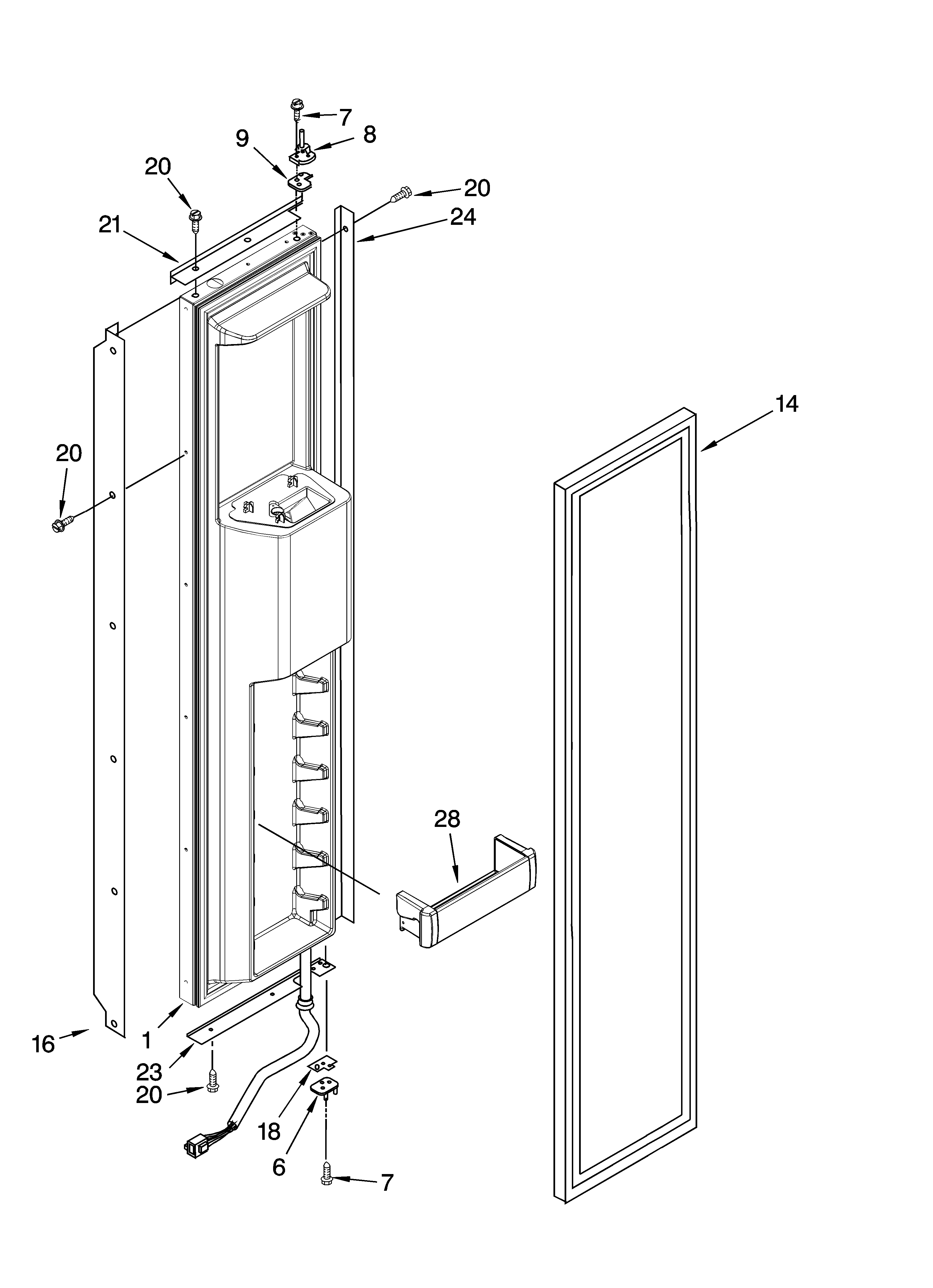KitchenAid KSSS48QMW02 freezer door parts diagram