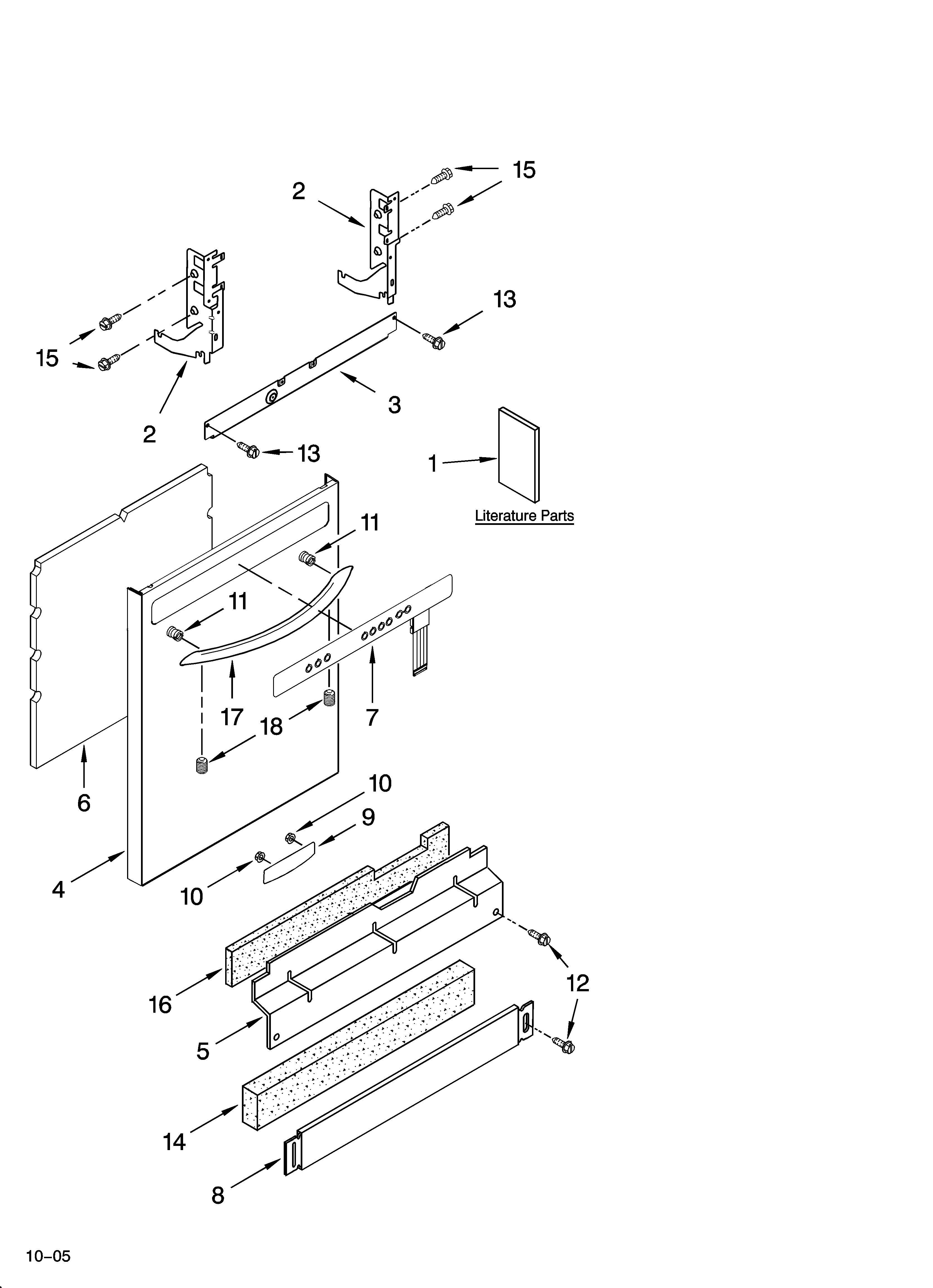 KitchenAid KUDI02CRWH1 door and panel parts diagram