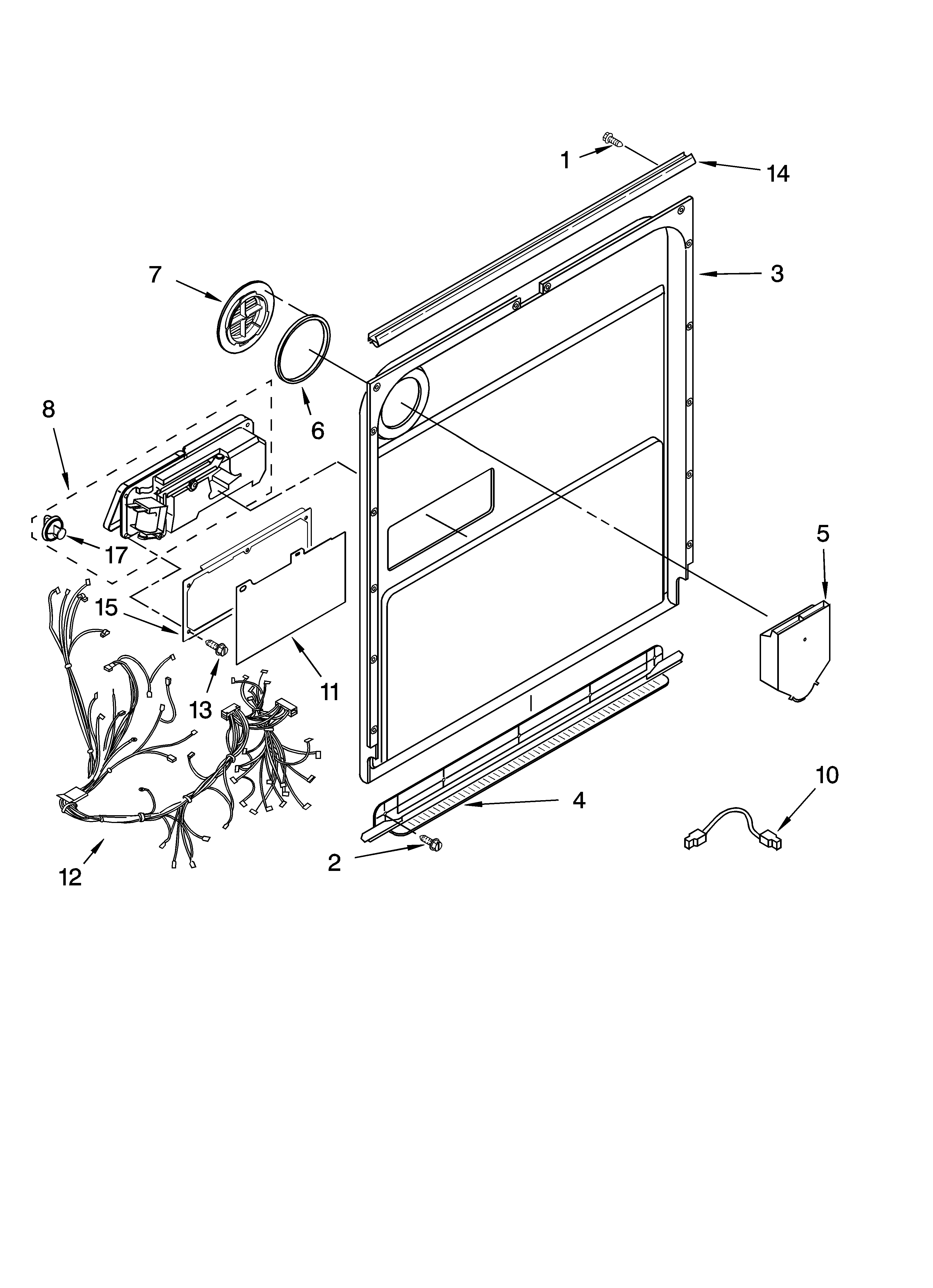 KitchenAid KUDI02CRWH1 door and latch parts diagram