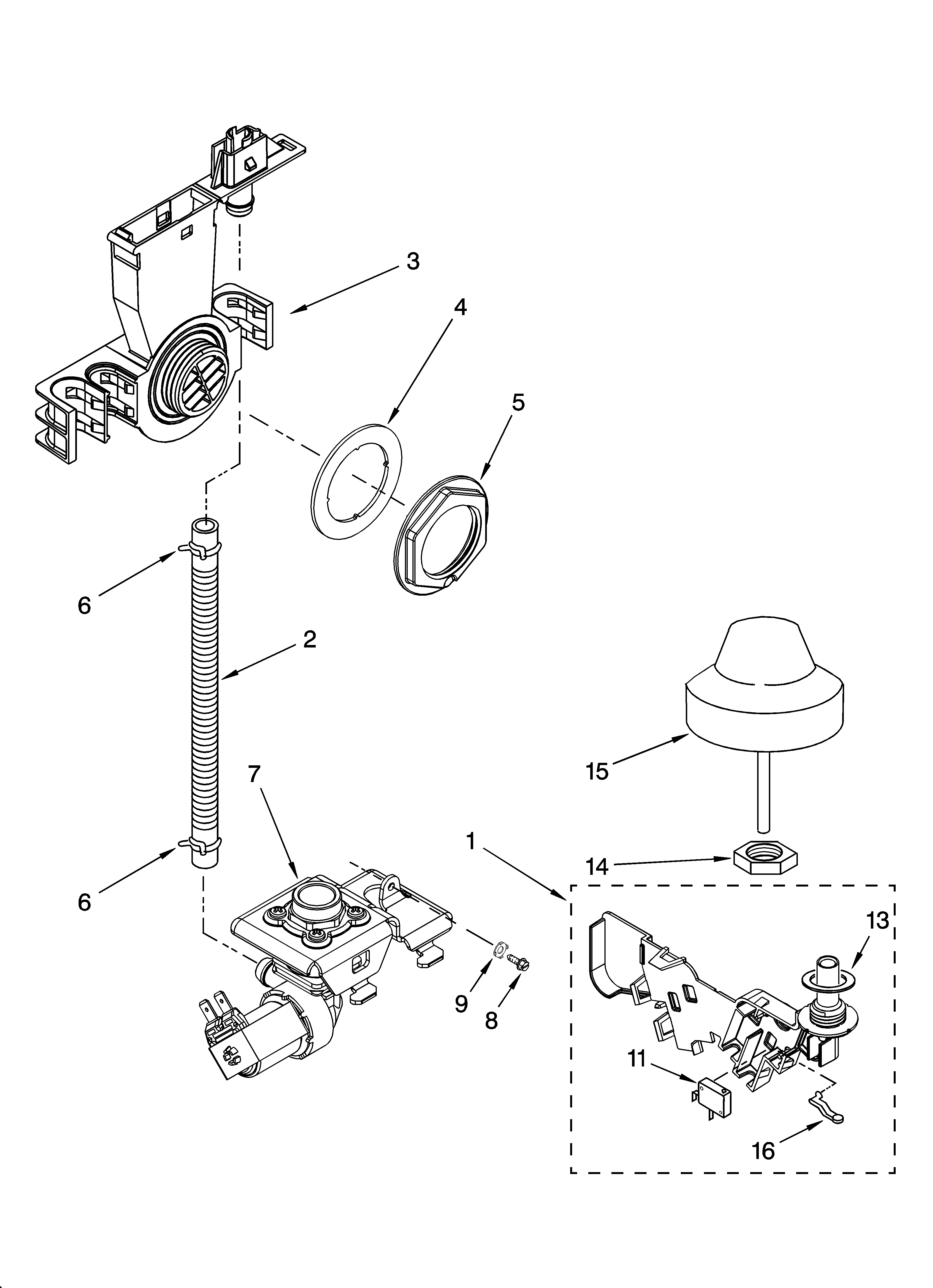 KitchenAid KUDI02CRWH1 fill and overfill parts diagram