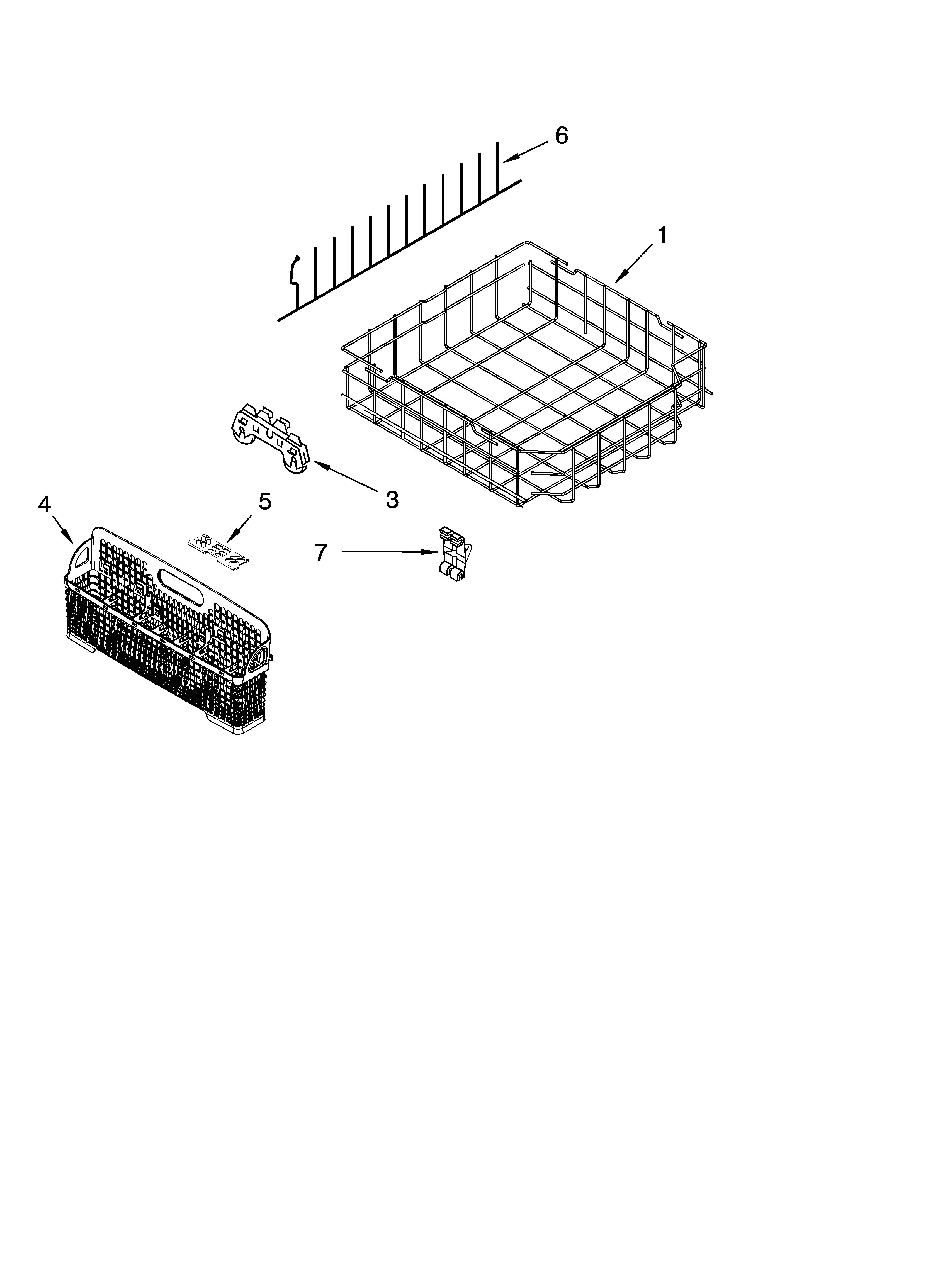 KitchenAid KUDI02IRBL1 lower rack parts, optional parts (not included) diagram