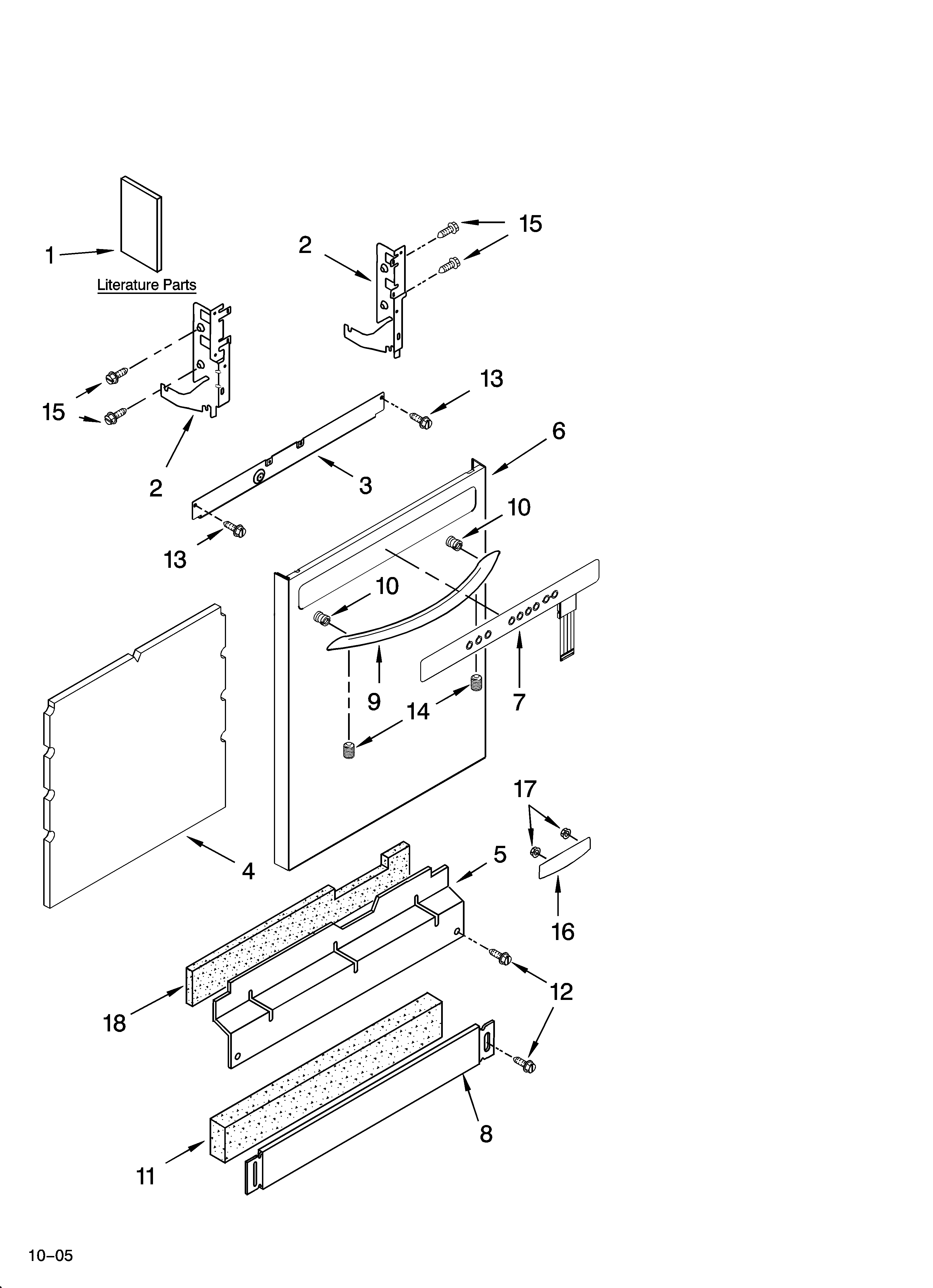 KitchenAid KUDP02CRBT1 door and panel parts diagram