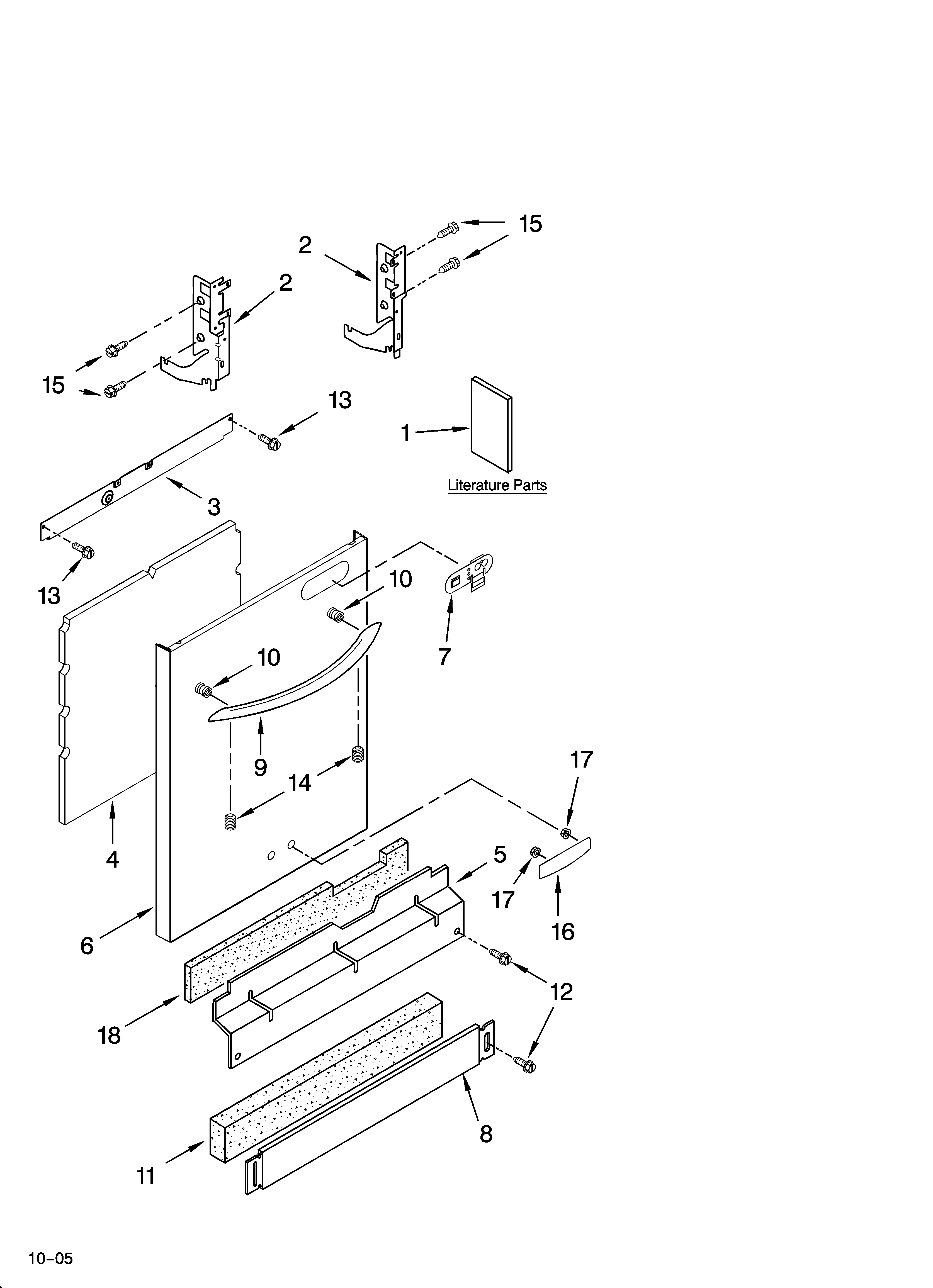 KitchenAid KUDP02SRWH1 door and panel parts diagram