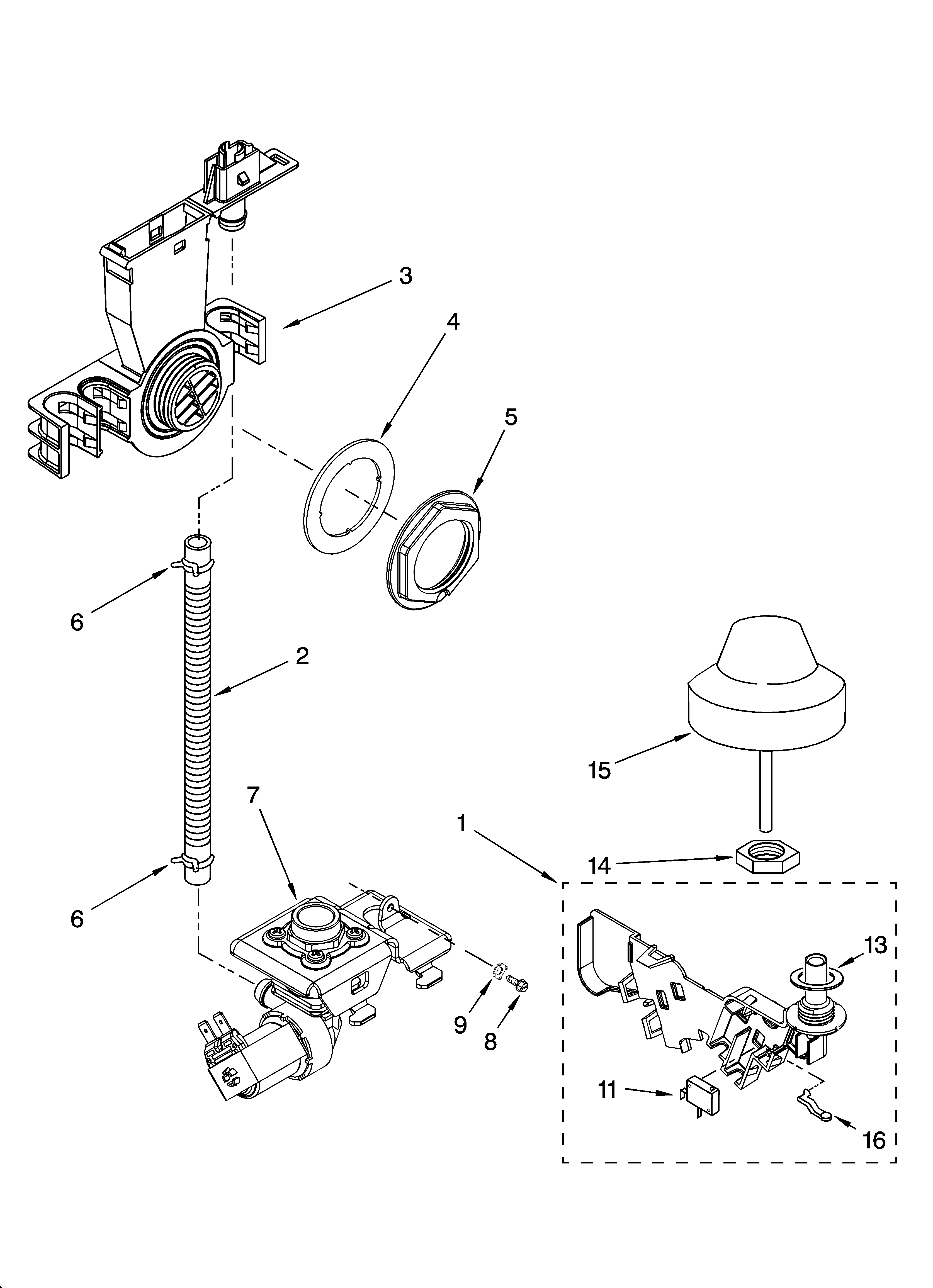 KitchenAid KUDP02SRWH1 fill and overfill parts diagram