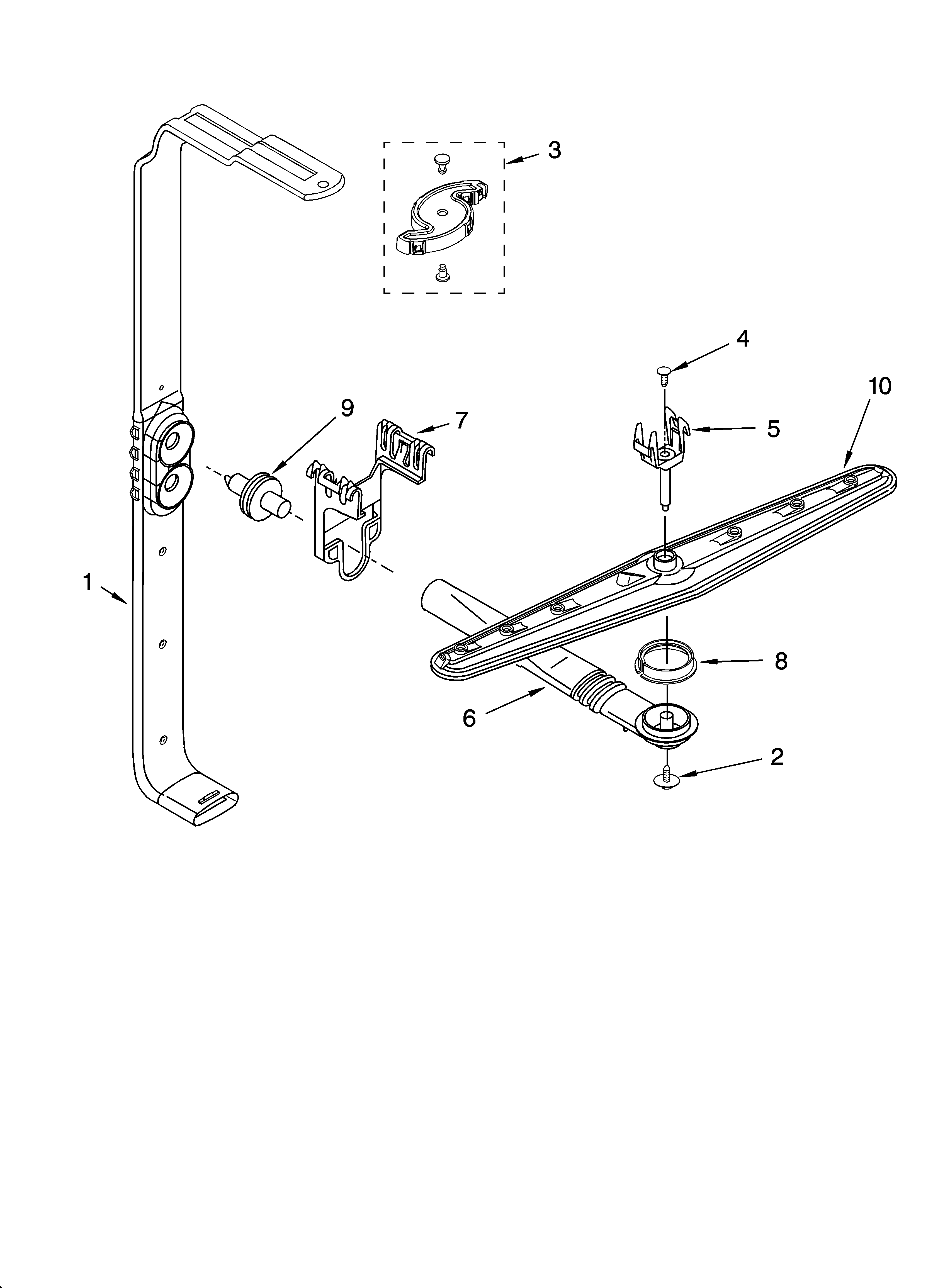 KitchenAid KUDP02SRWH1 upper wash and rinse parts diagram