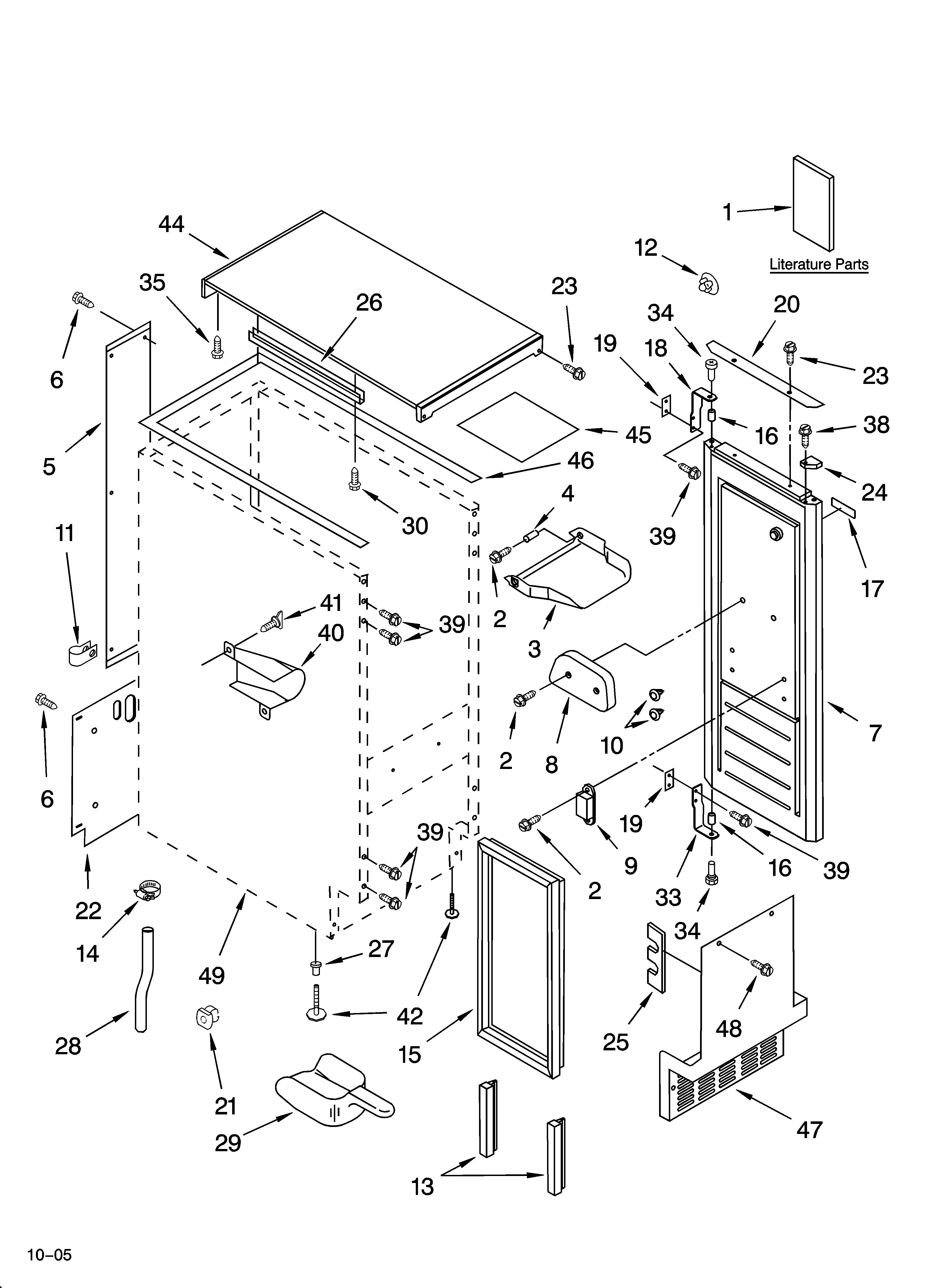 KitchenAid KUIS15NRHB8 cabinet liner and door parts diagram