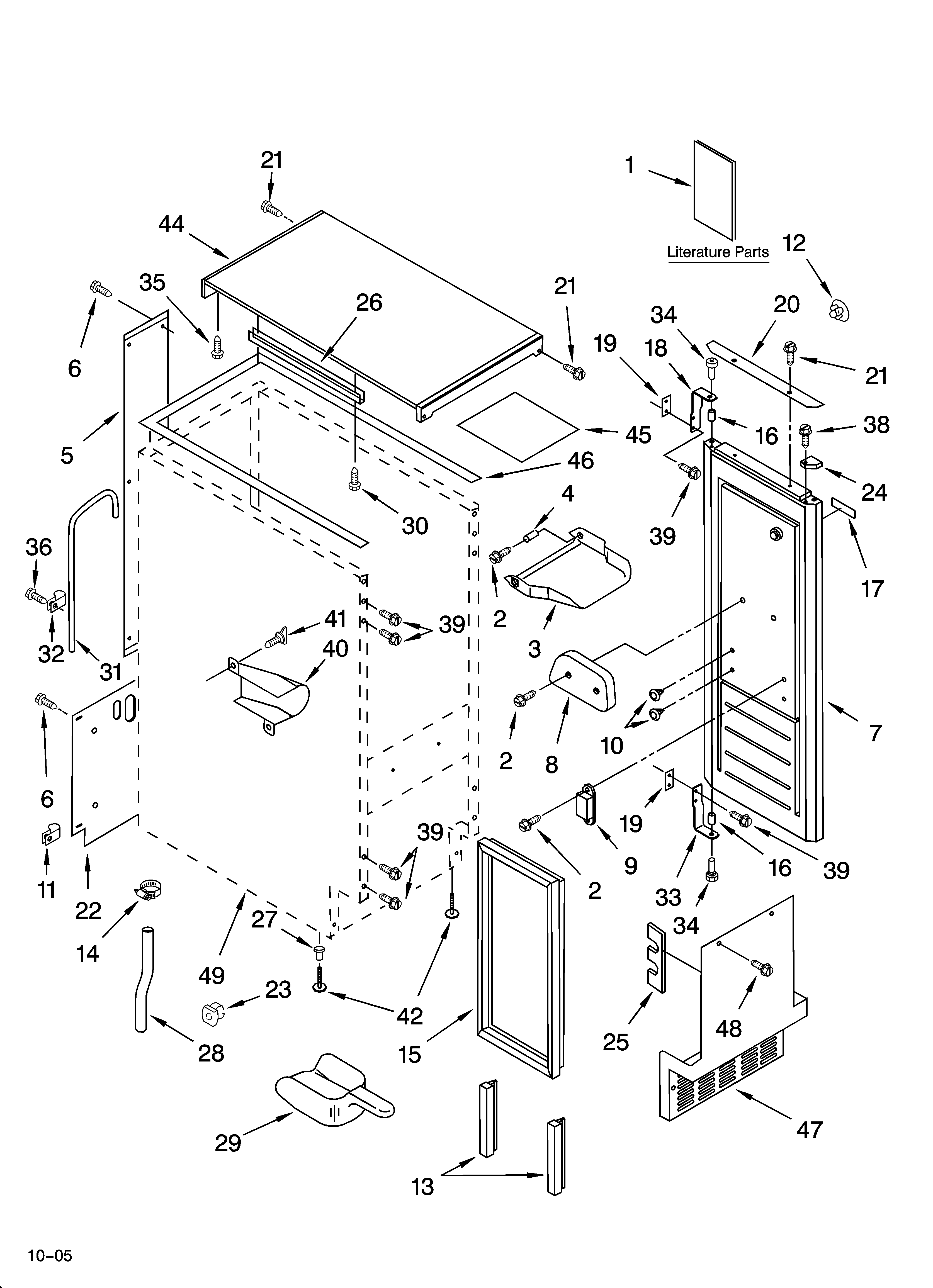 KitchenAid KUIS15PRHW8 cabinet liner and door parts diagram