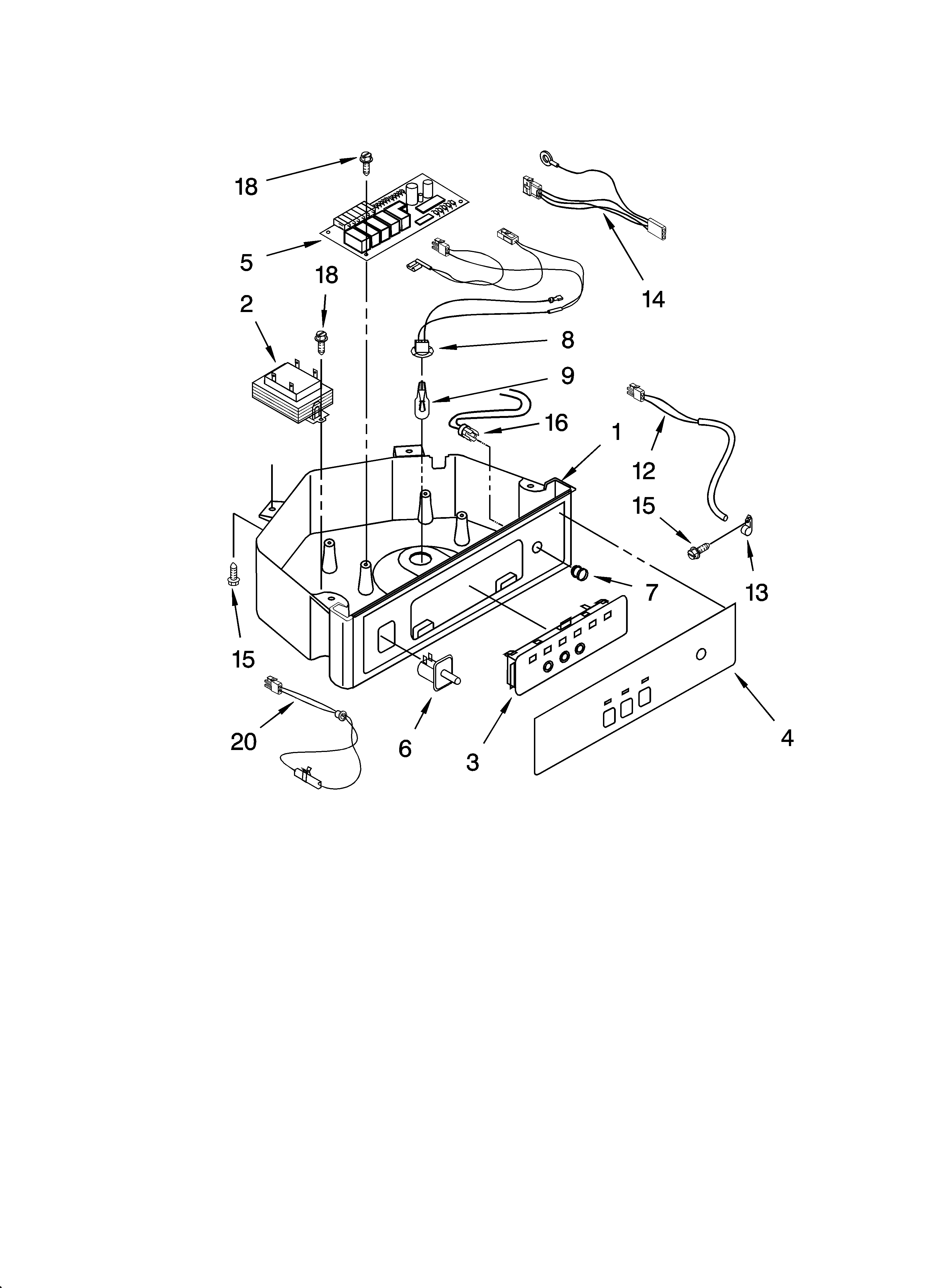 KitchenAid KUIS18NNJW7 control panel parts diagram