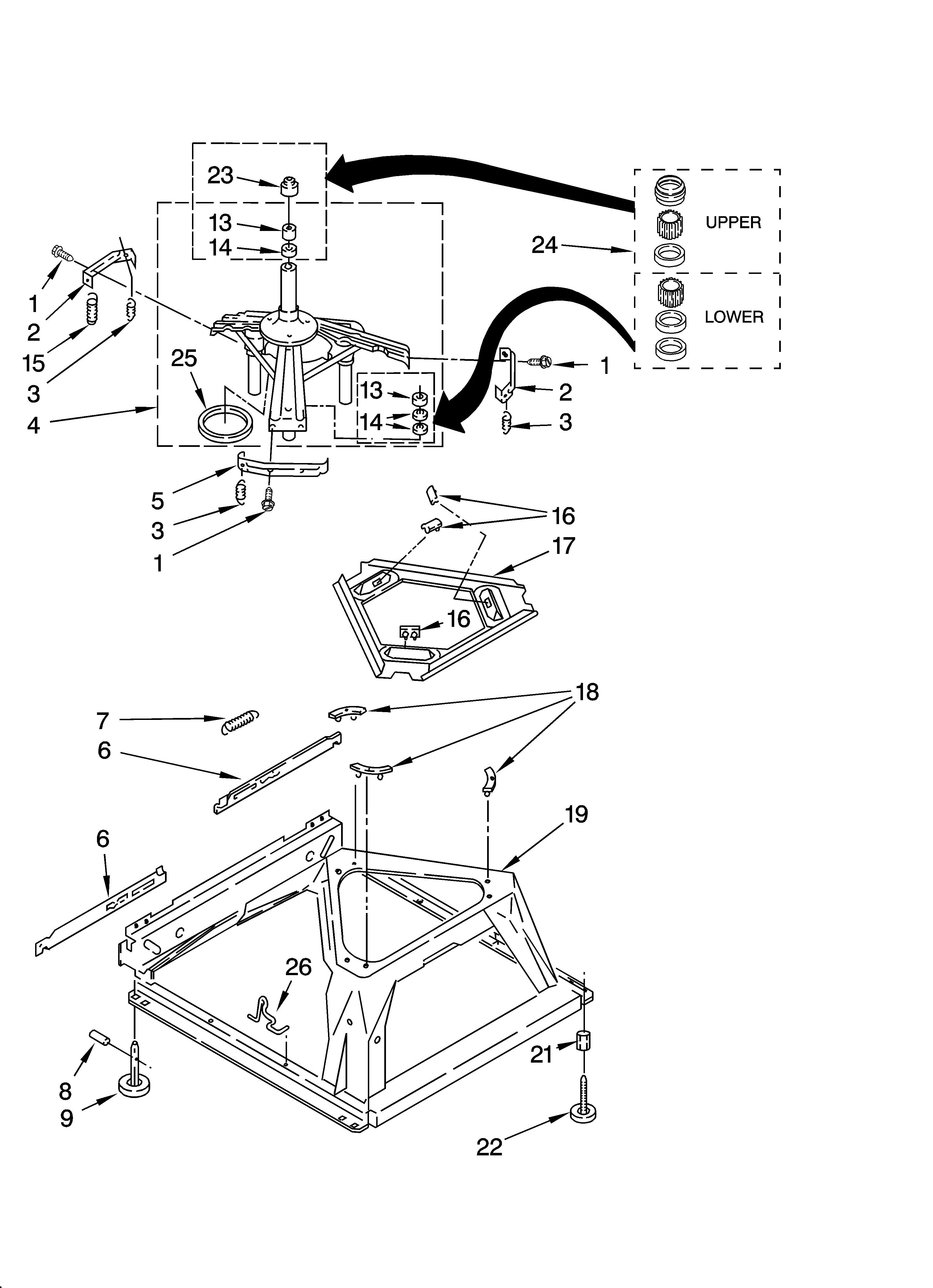 Whirlpool LBR4132PQ2 machine base parts diagram