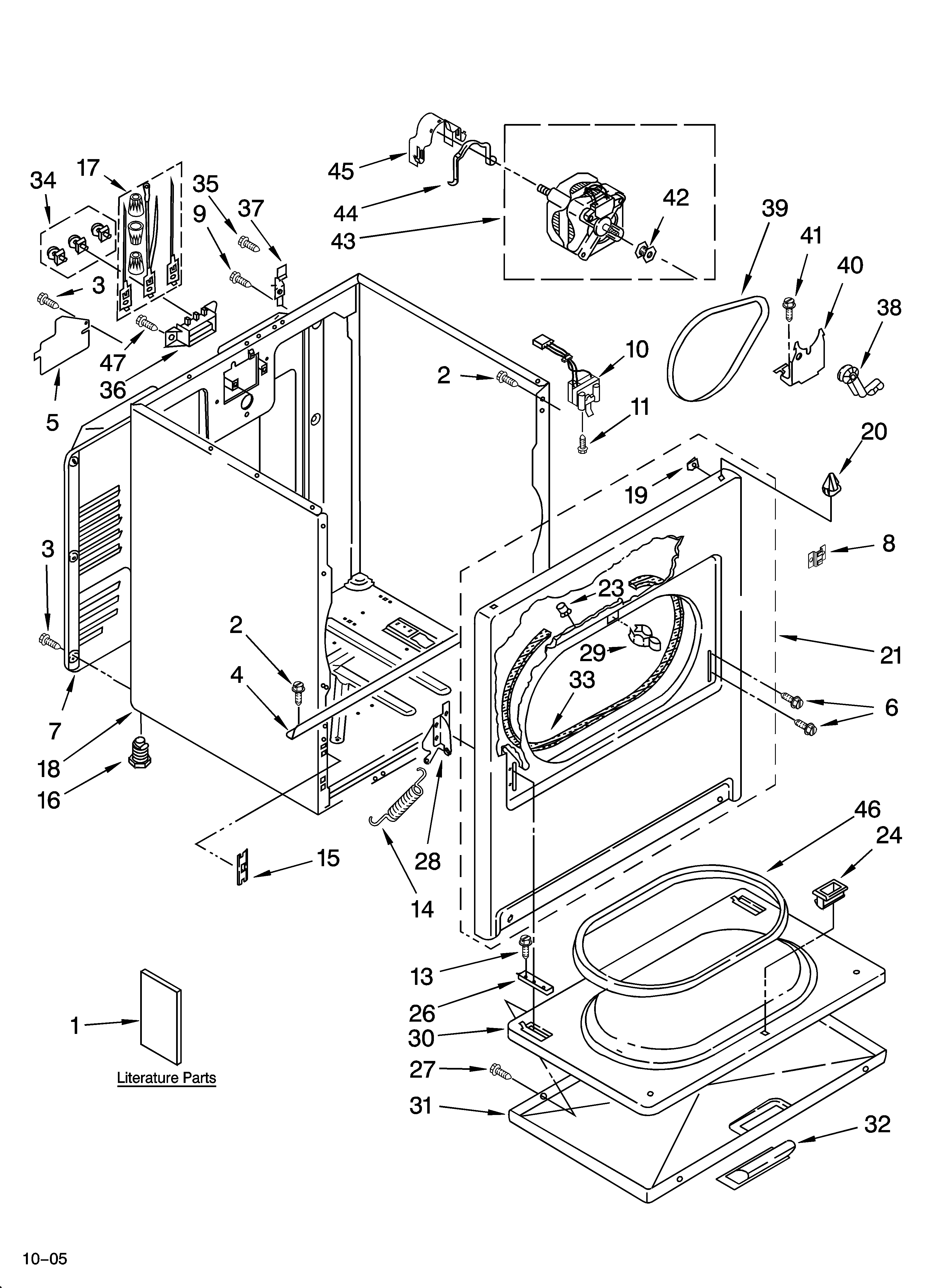 Whirlpool LEC9000PW1 cabinet parts diagram