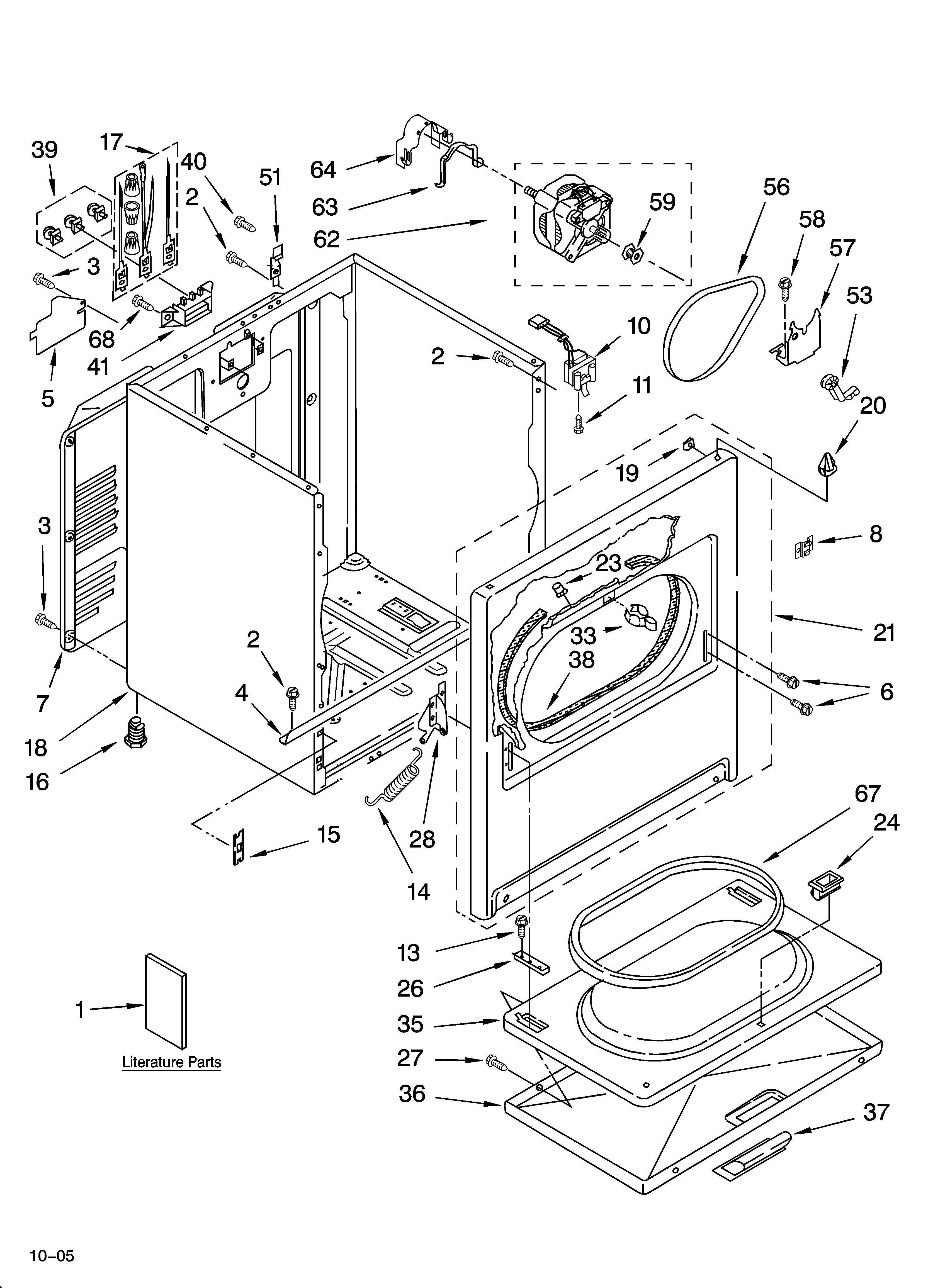 Whirlpool LEN2000PW1 cabinet parts diagram