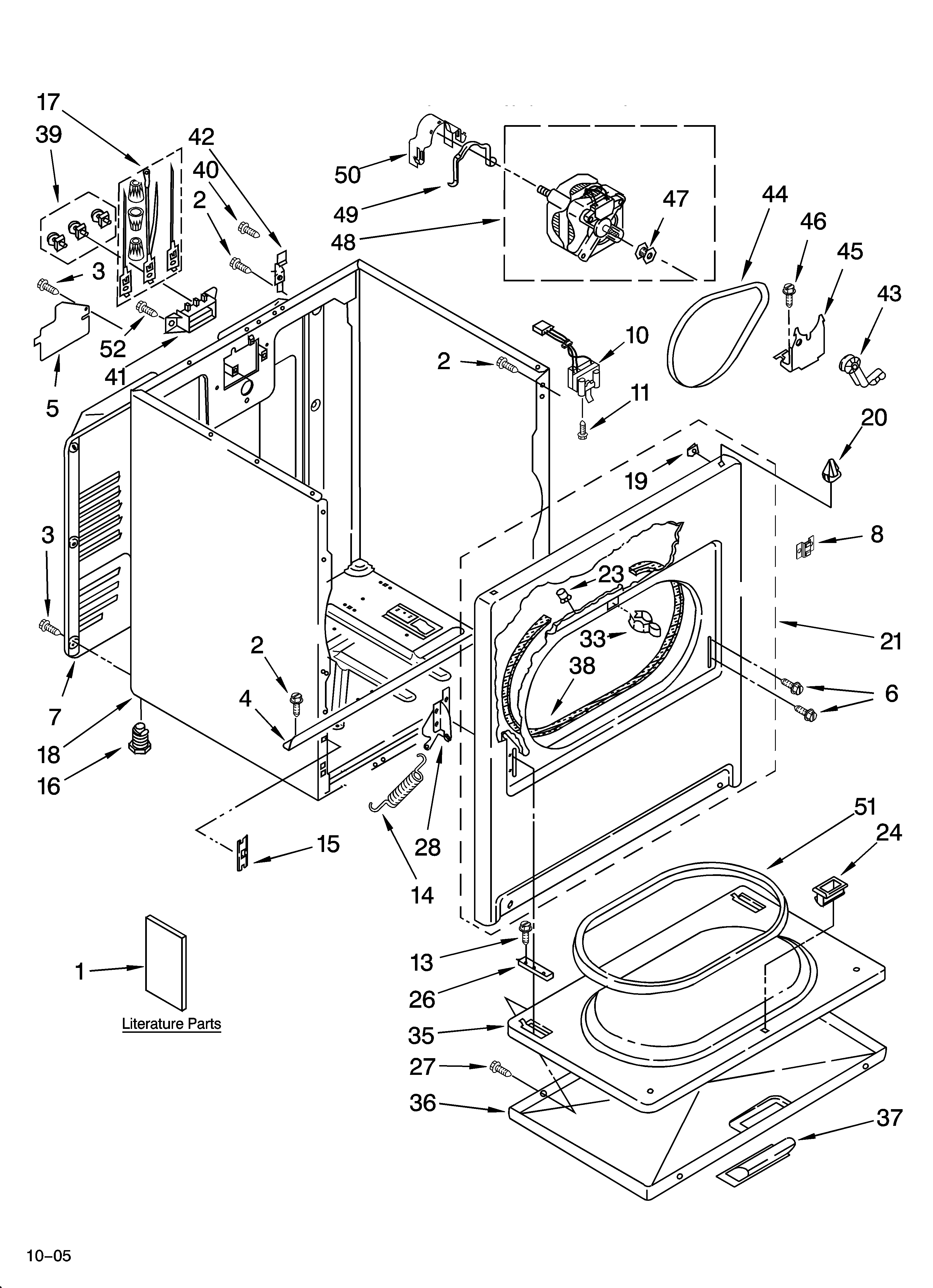 Whirlpool LEQ9508PW1 cabinet parts diagram