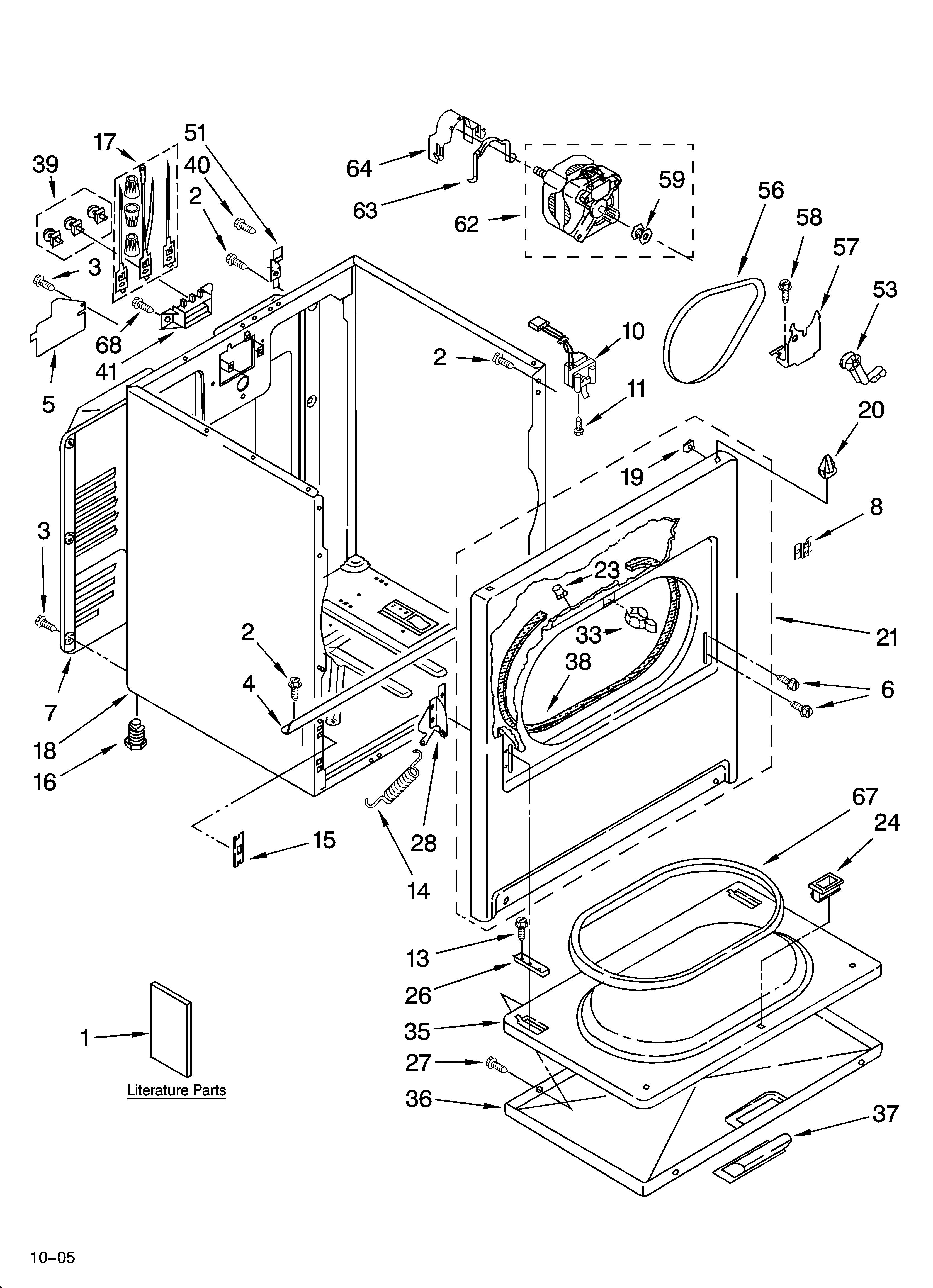 Whirlpool LER8648PG1 cabinet parts diagram