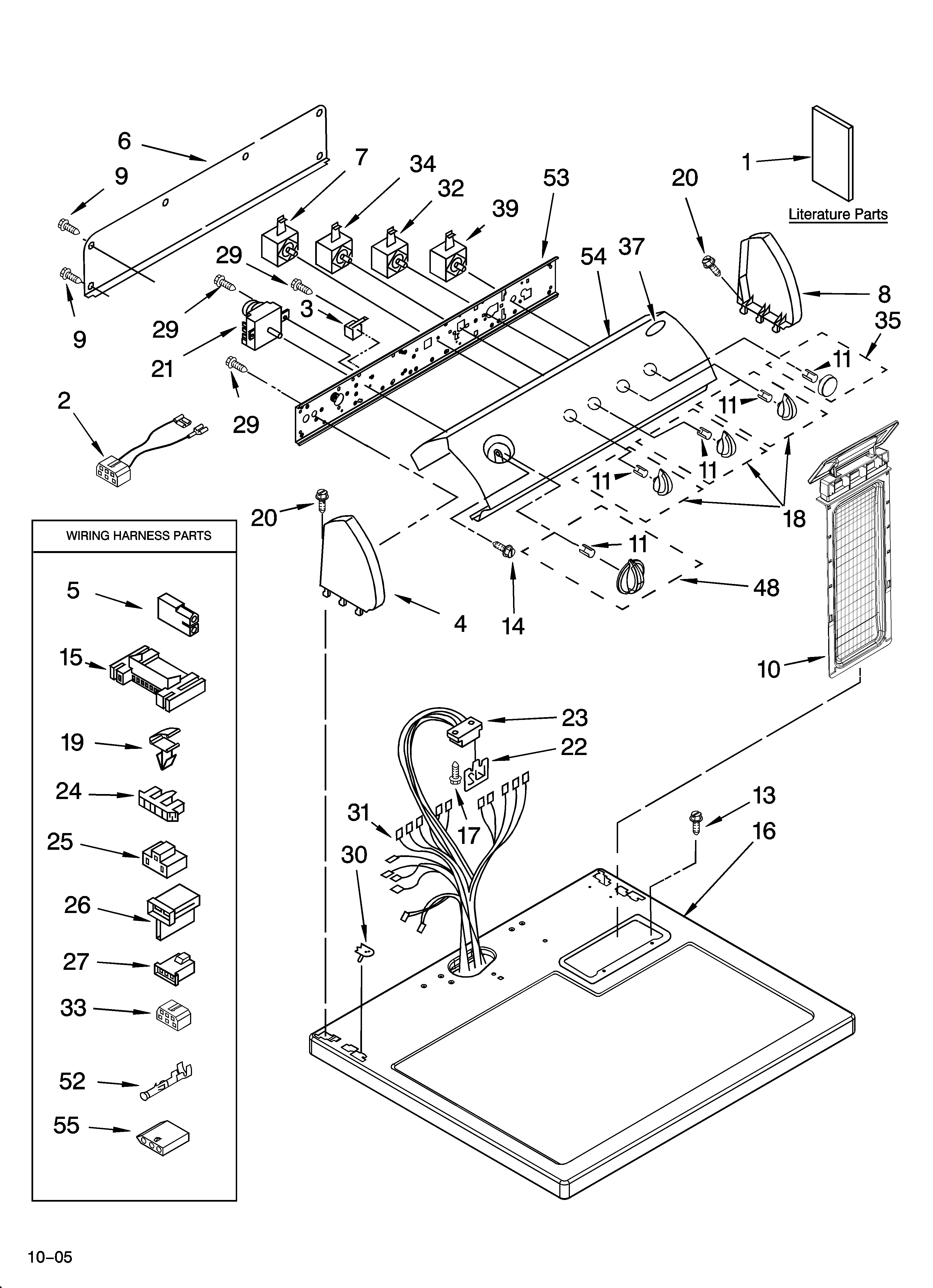 Whirlpool LGQ9508PW1 top and console parts diagram