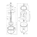 Whirlpool LSQ9200PQ3 agitator, basket and tub parts diagram