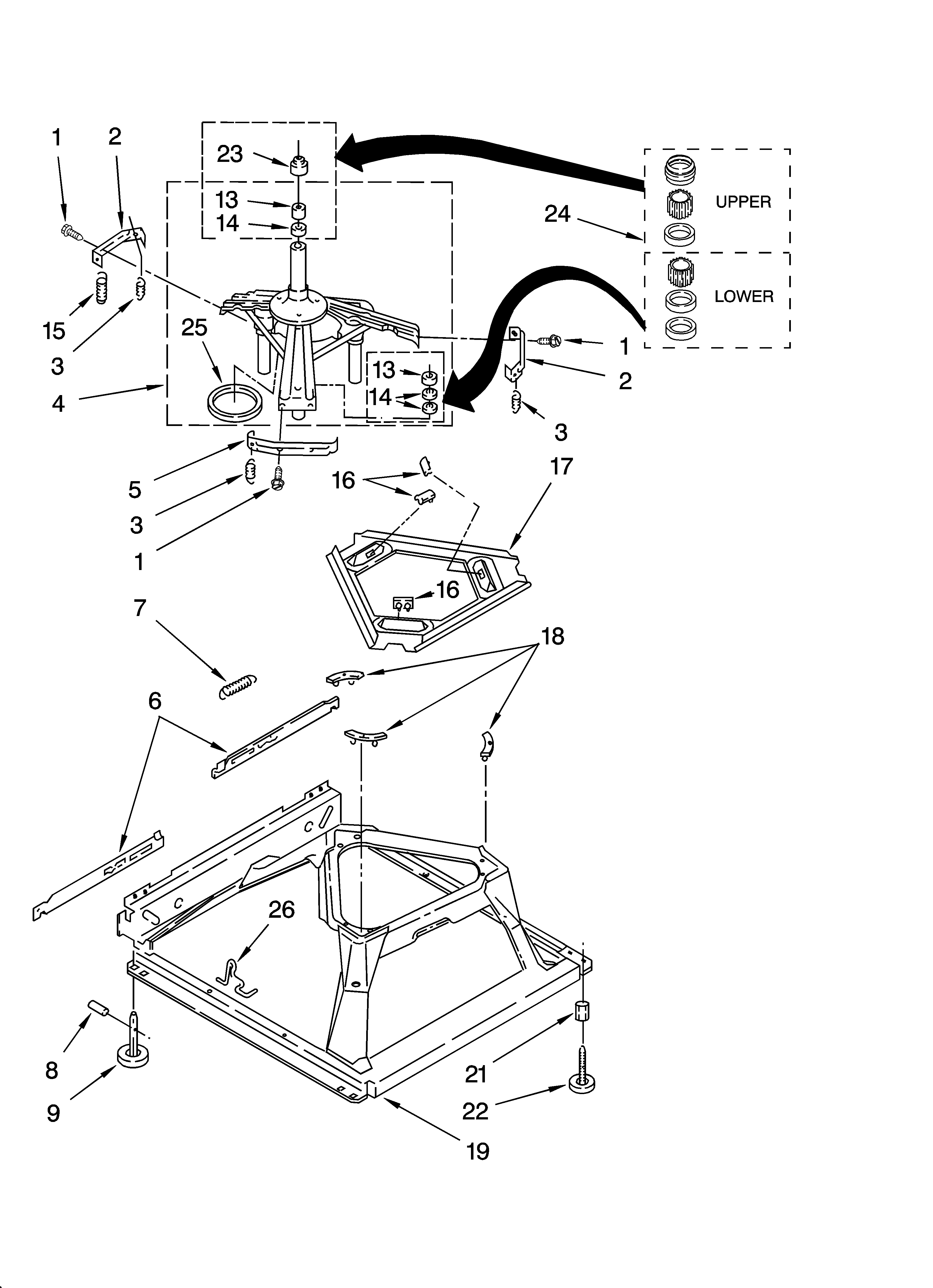 Whirlpool LSQ9200PT3 machine base parts diagram