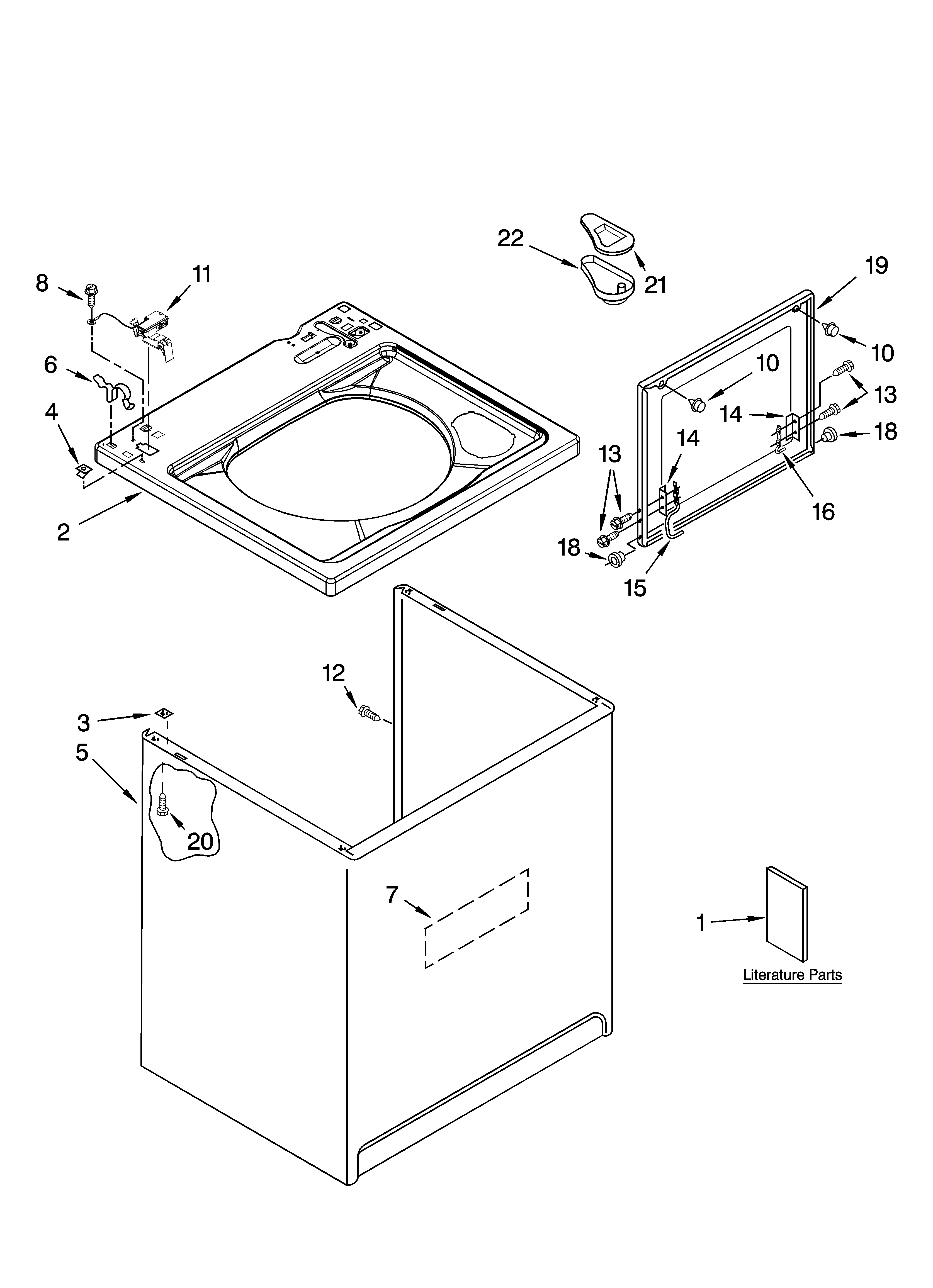 Whirlpool LSQ9549PW6 top and cabinet parts diagram