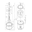 Whirlpool LSQ9560PW4 agitator, basket and tub parts diagram