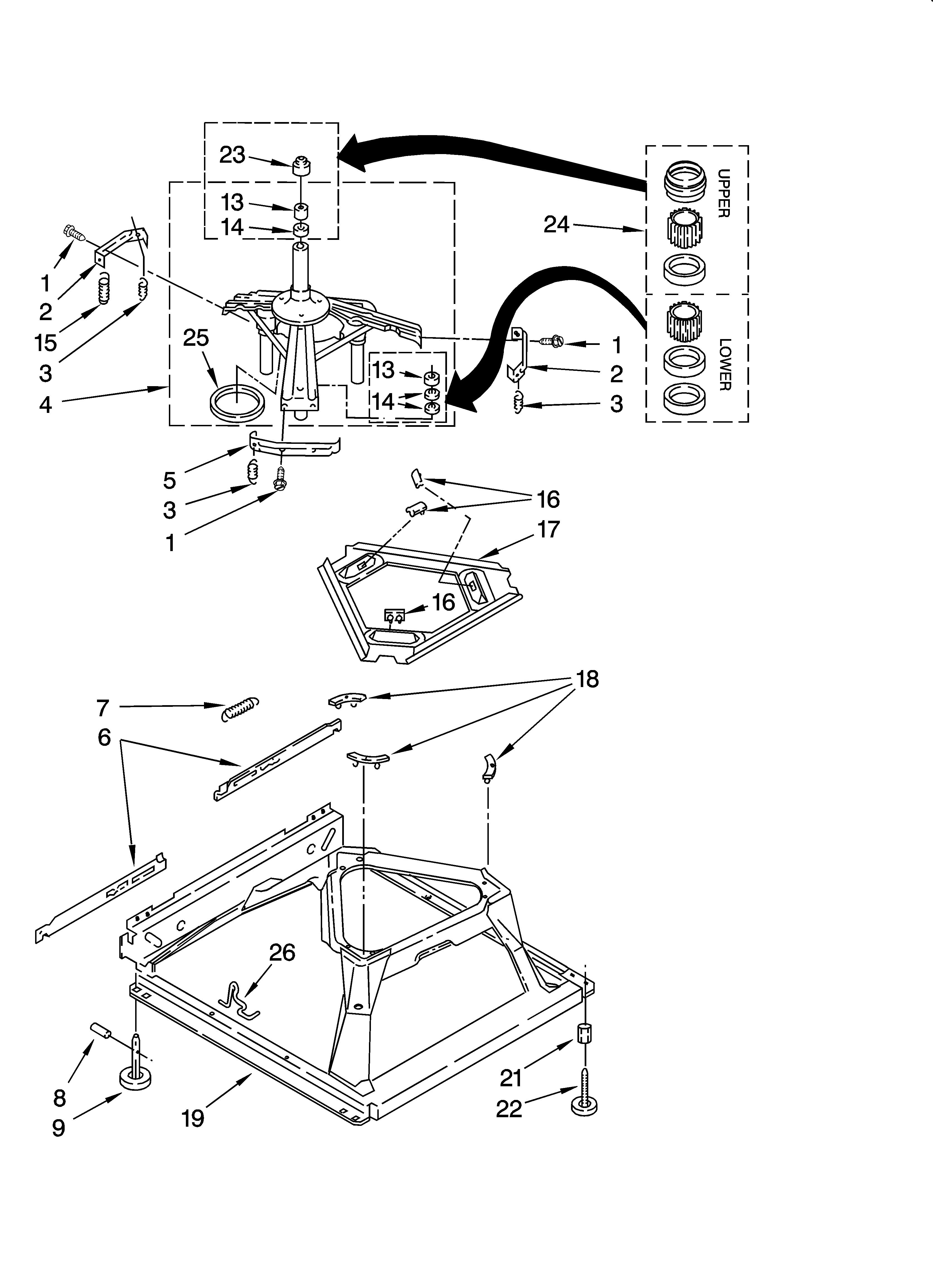 Whirlpool LSR7333PQ3 machine base parts diagram