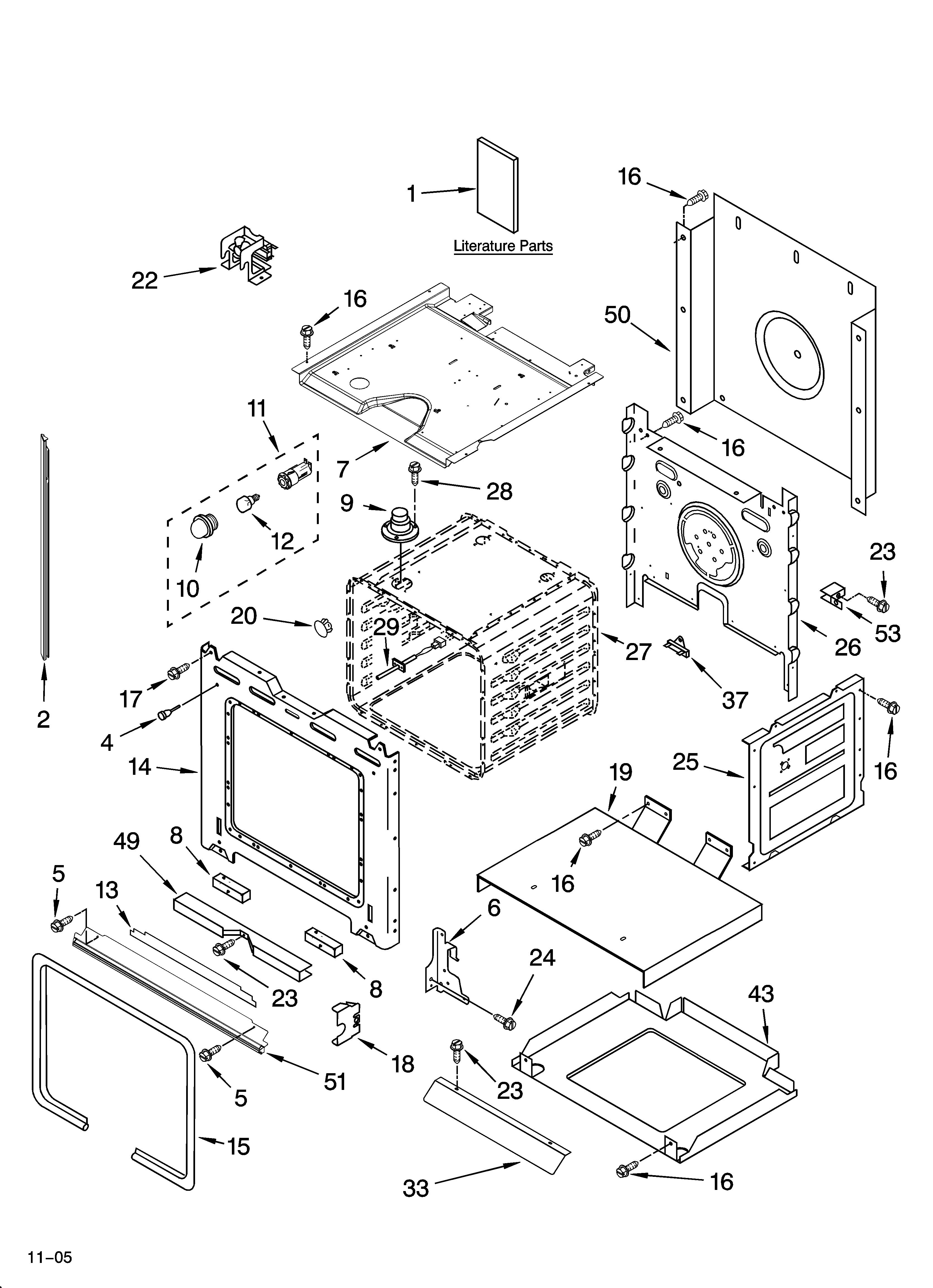Whirlpool RBD245PRS00 lower oven parts diagram
