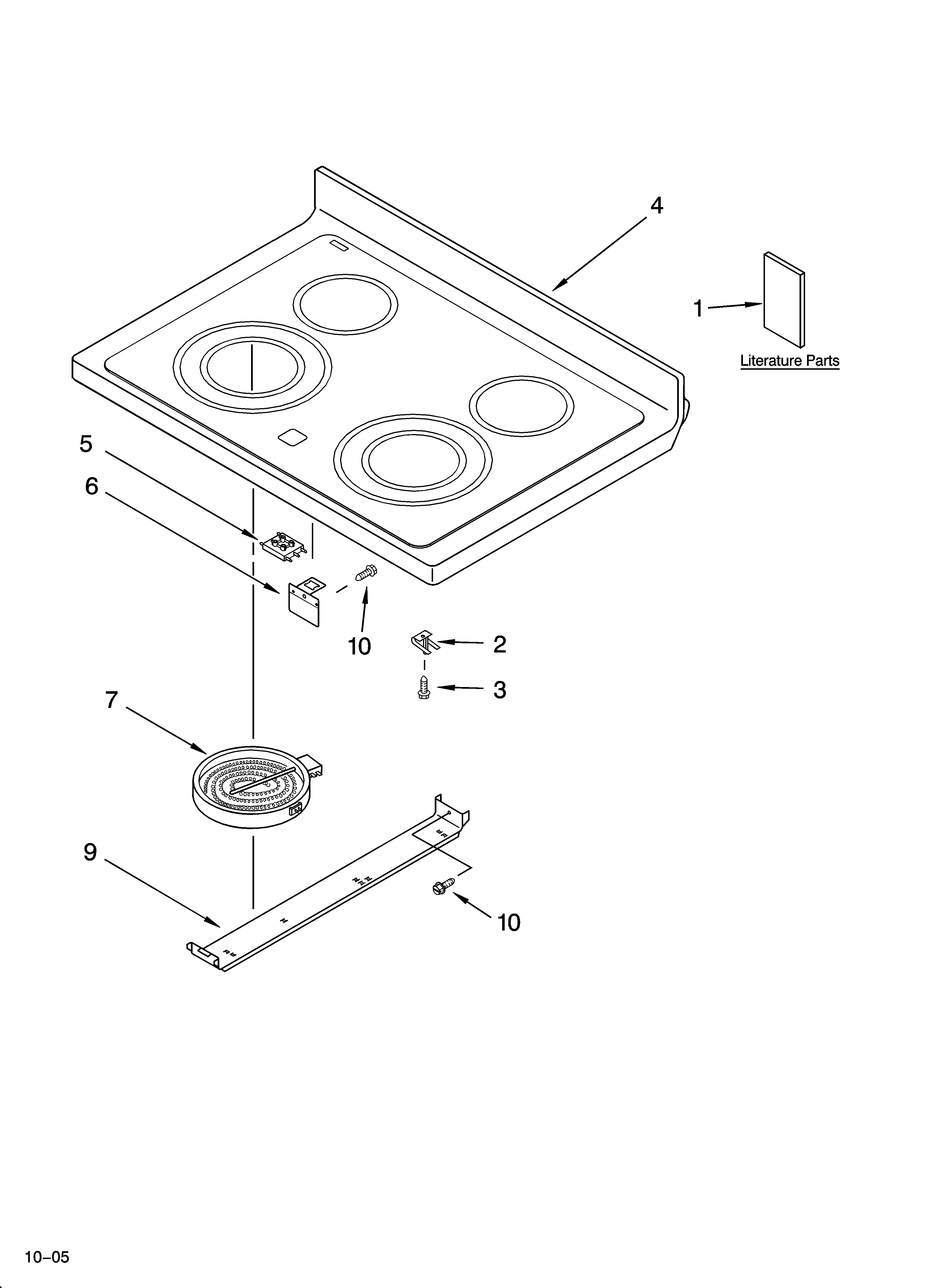 Whirlpool RF380LXPS2 cooktop parts diagram