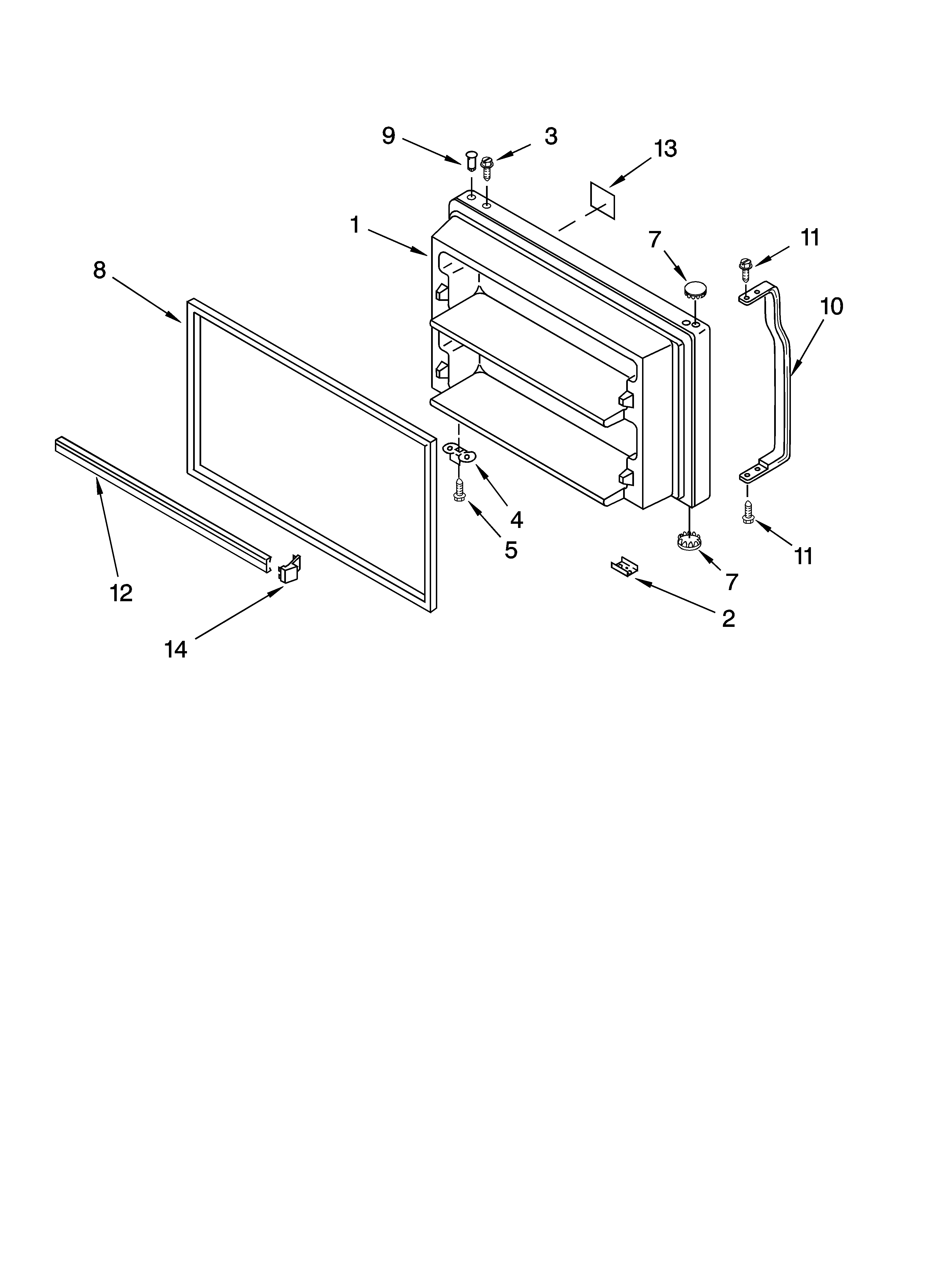Roper RT21AKXKQ06 freezer door parts diagram