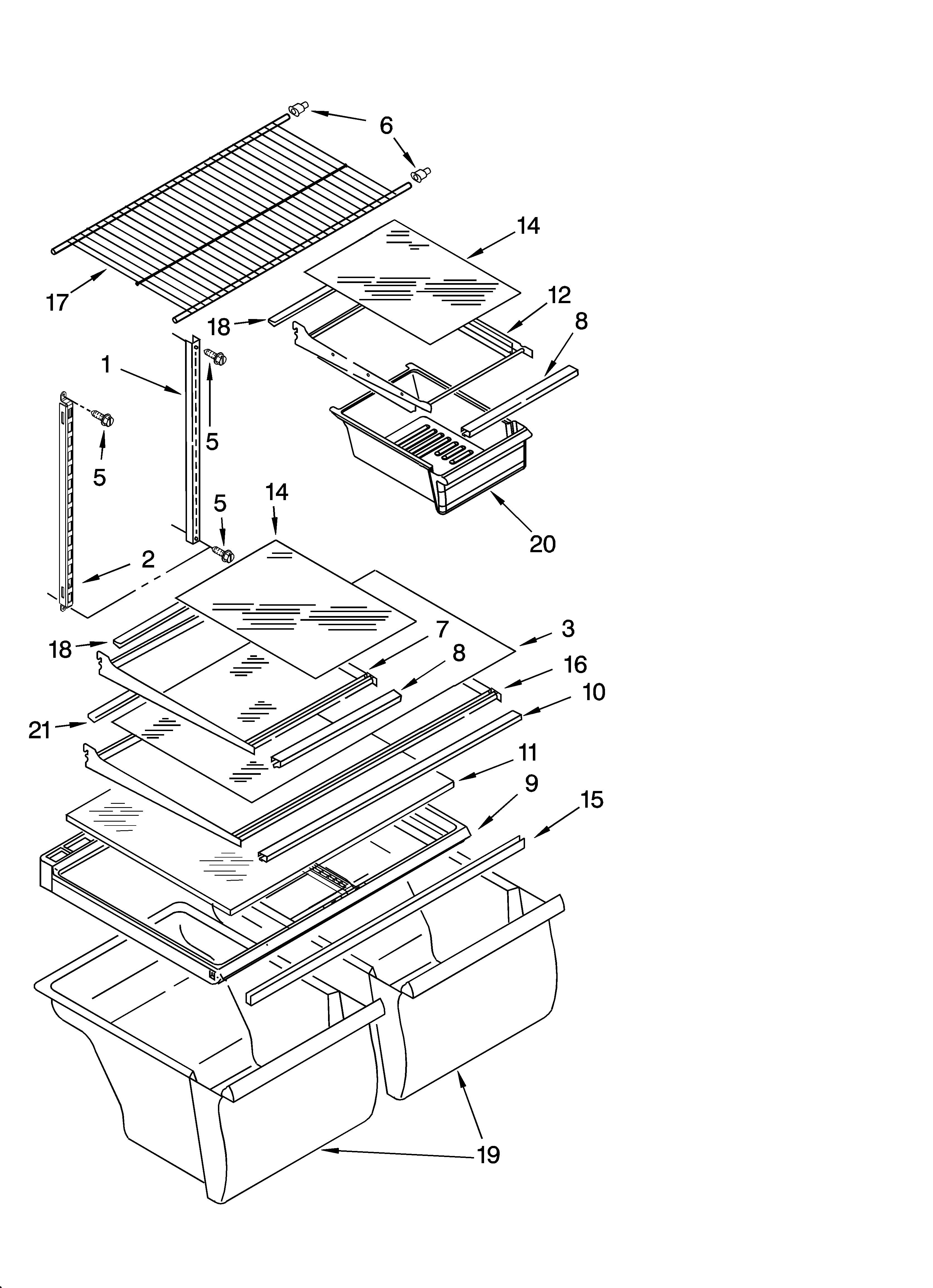 Roper RT21AKXKQ06 shelf parts diagram