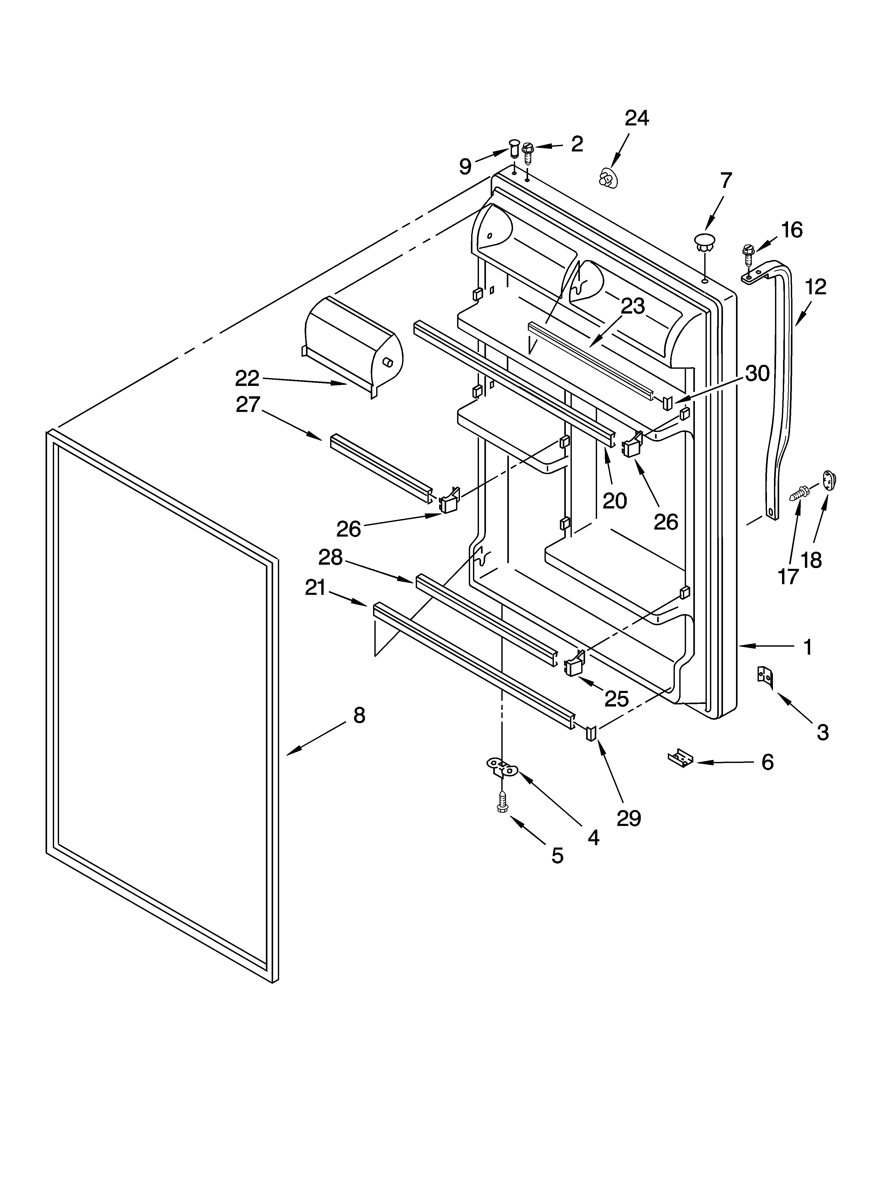 Roper RT21AKXKQ06 refrigerator door parts diagram