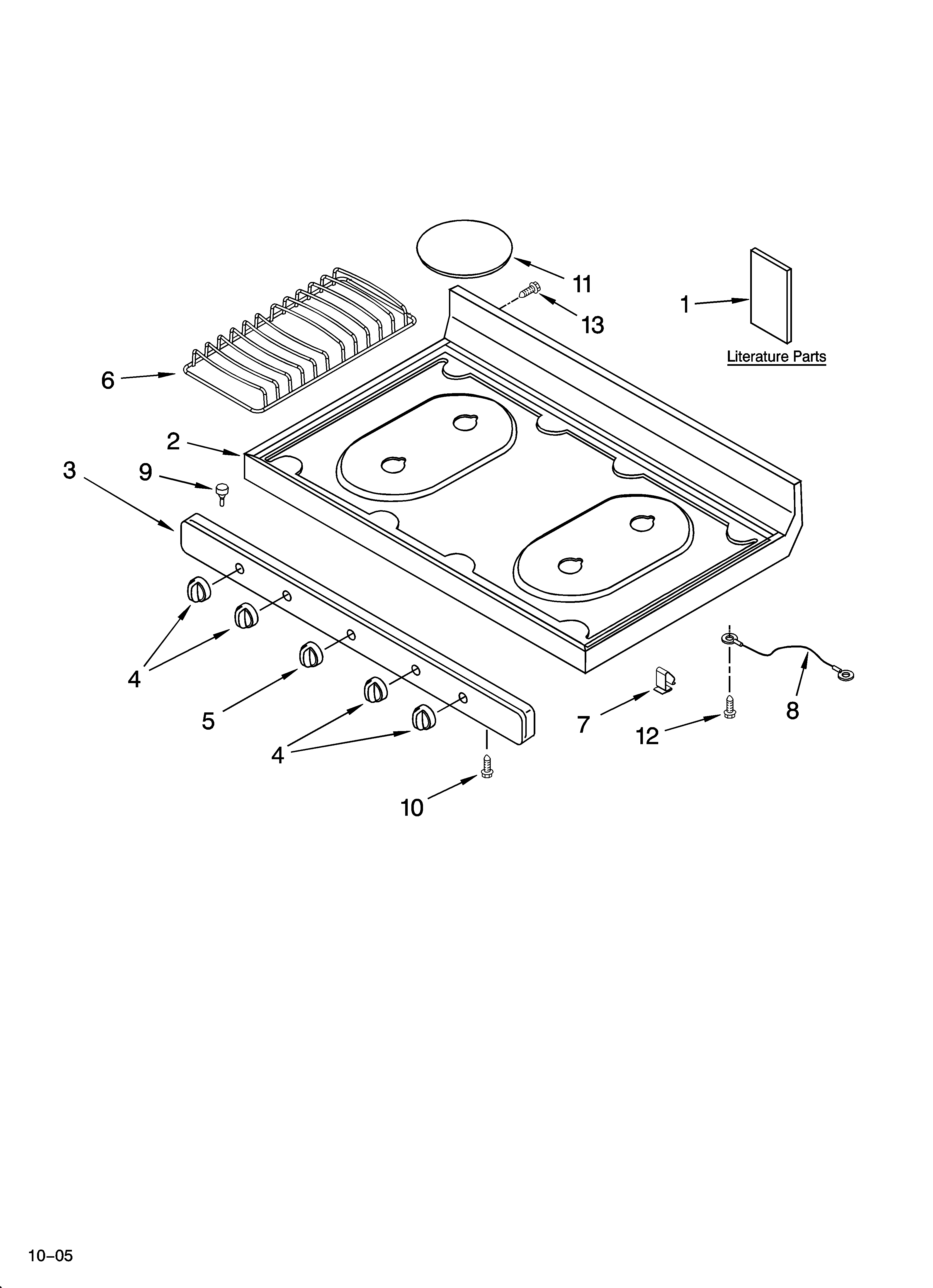 Whirlpool SF3020EKT4 cooktop parts diagram