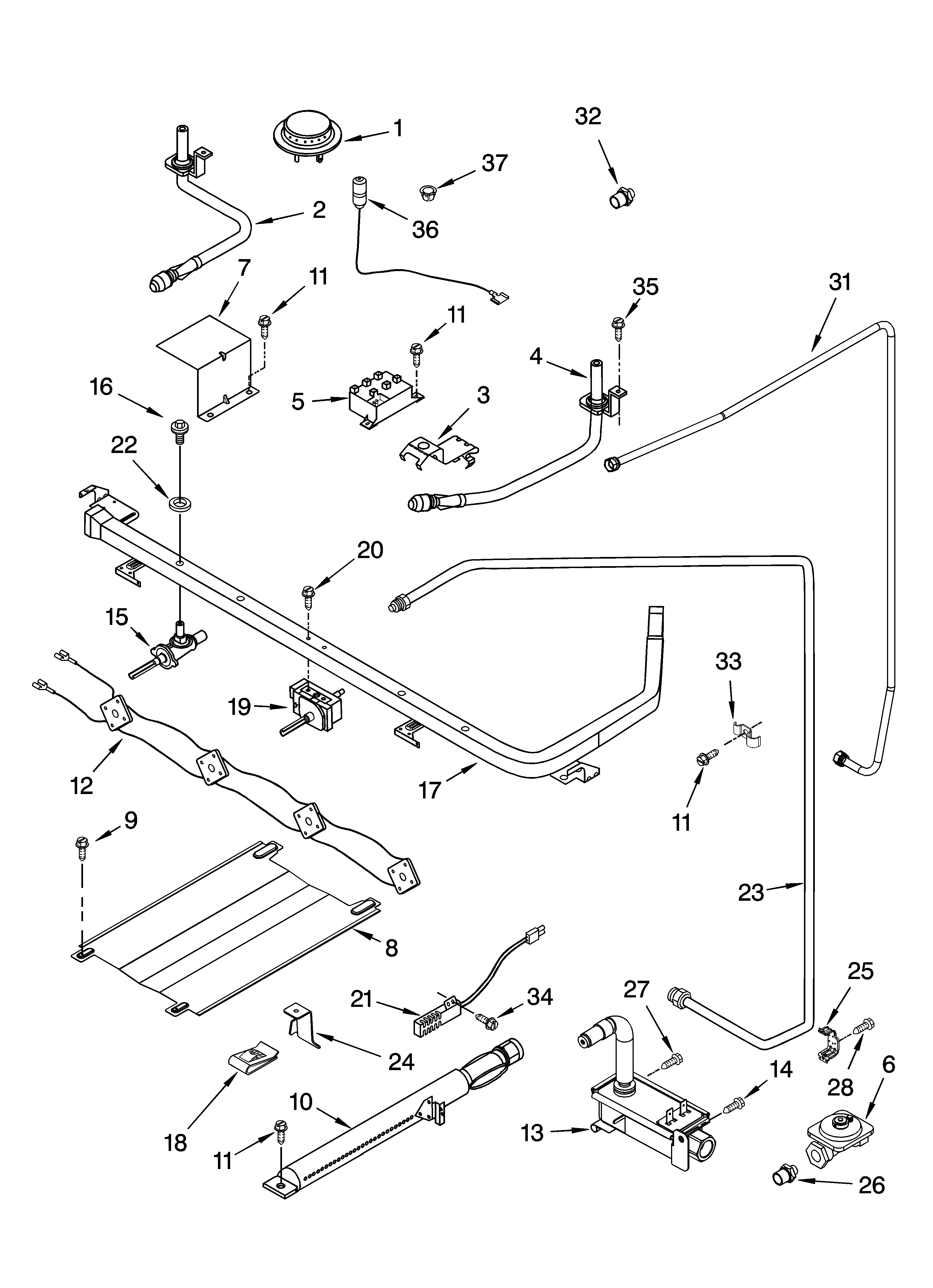 Whirlpool SF3020EKT4 manifold parts diagram