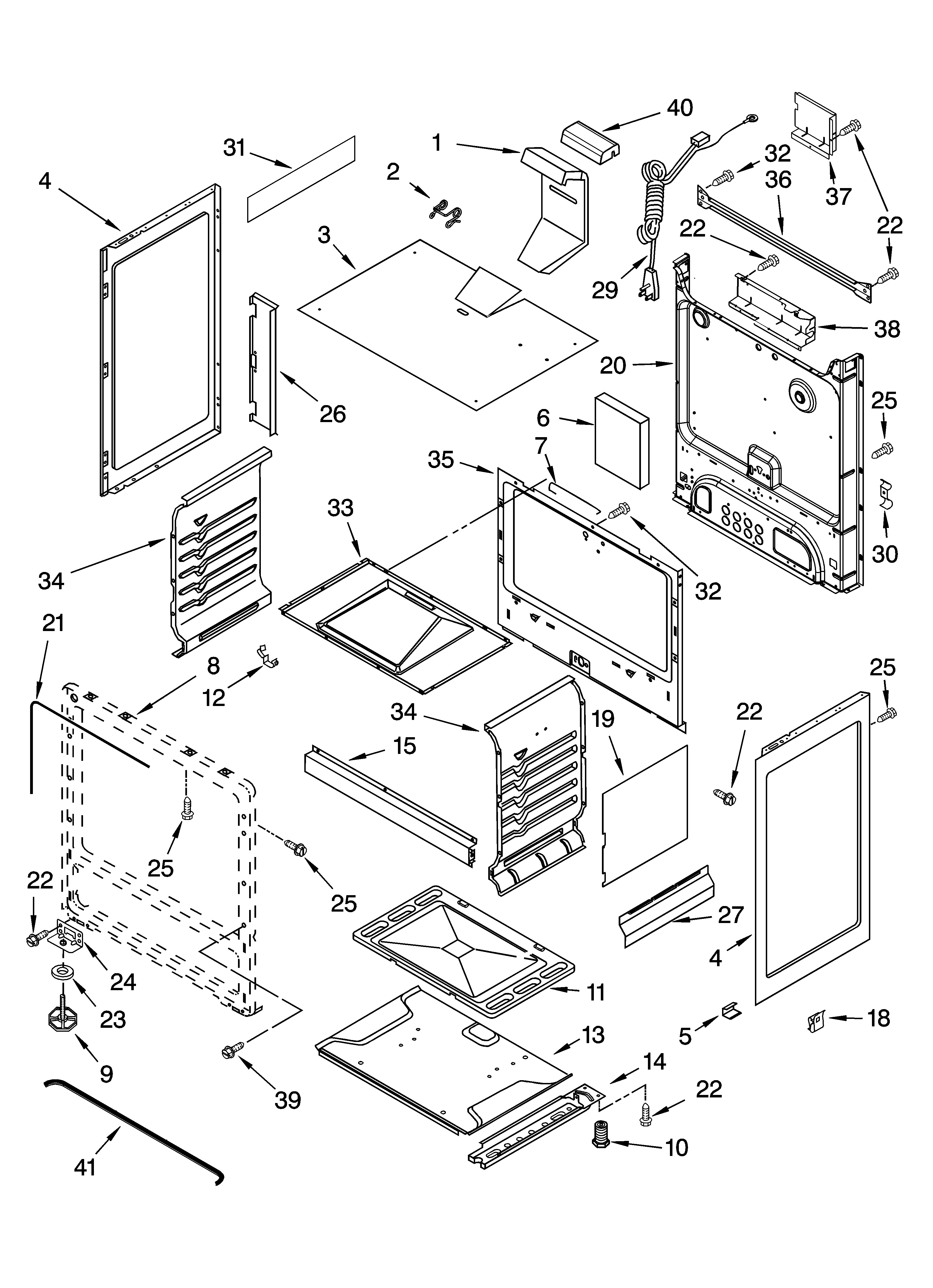 Whirlpool SF3020EKT4 chassis parts diagram