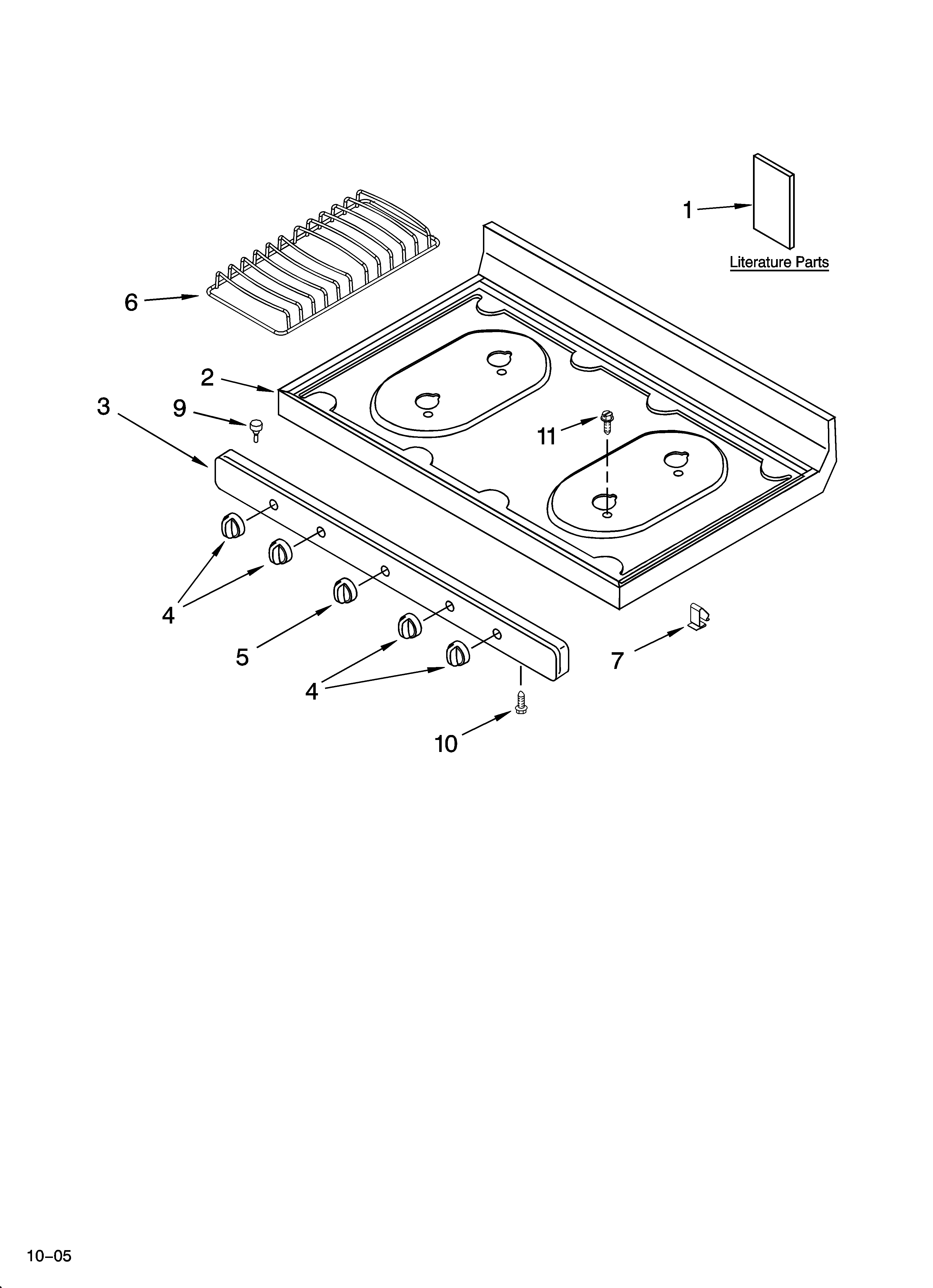 Whirlpool SF3020SKQ4 cooktop parts diagram