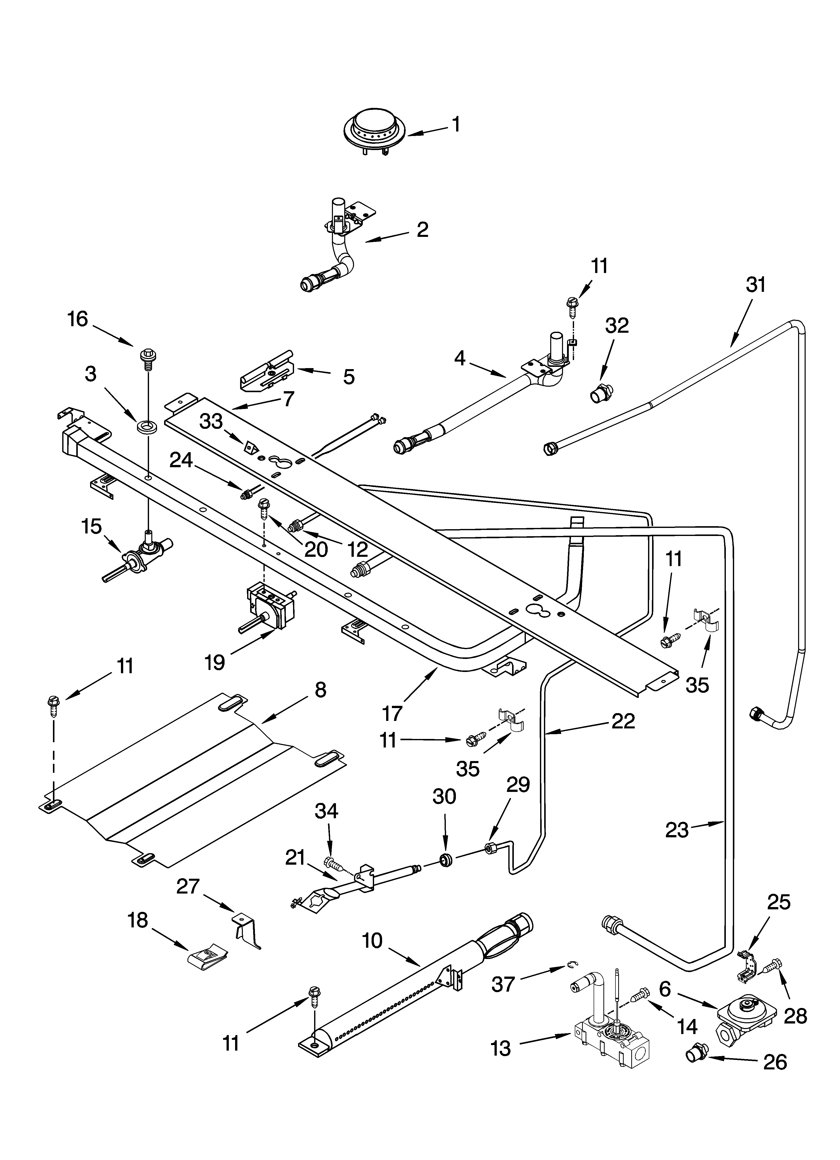 Whirlpool SF3020SKQ4 manifold parts diagram