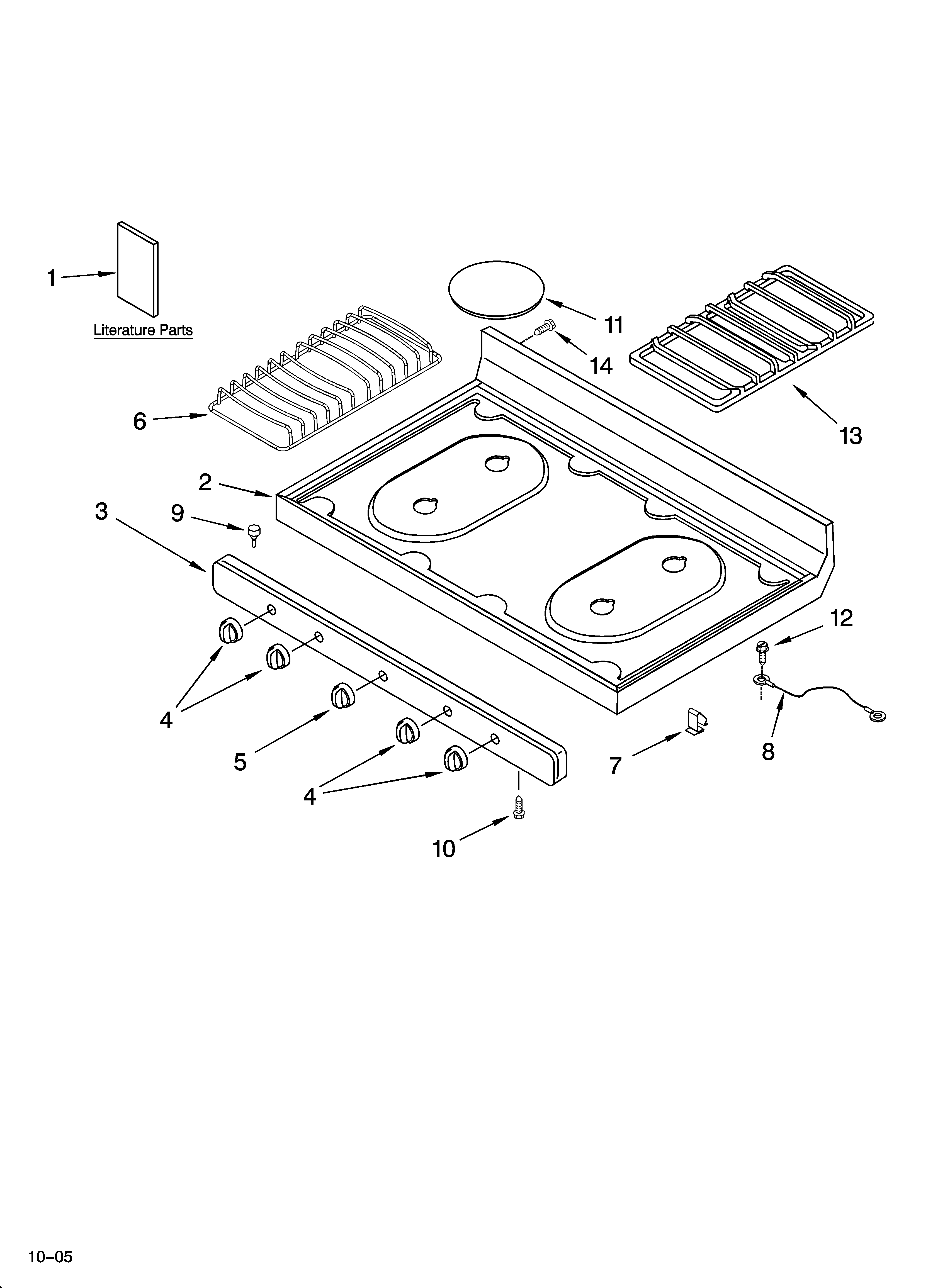 Whirlpool SF303PEPQ3 cooktop parts diagram