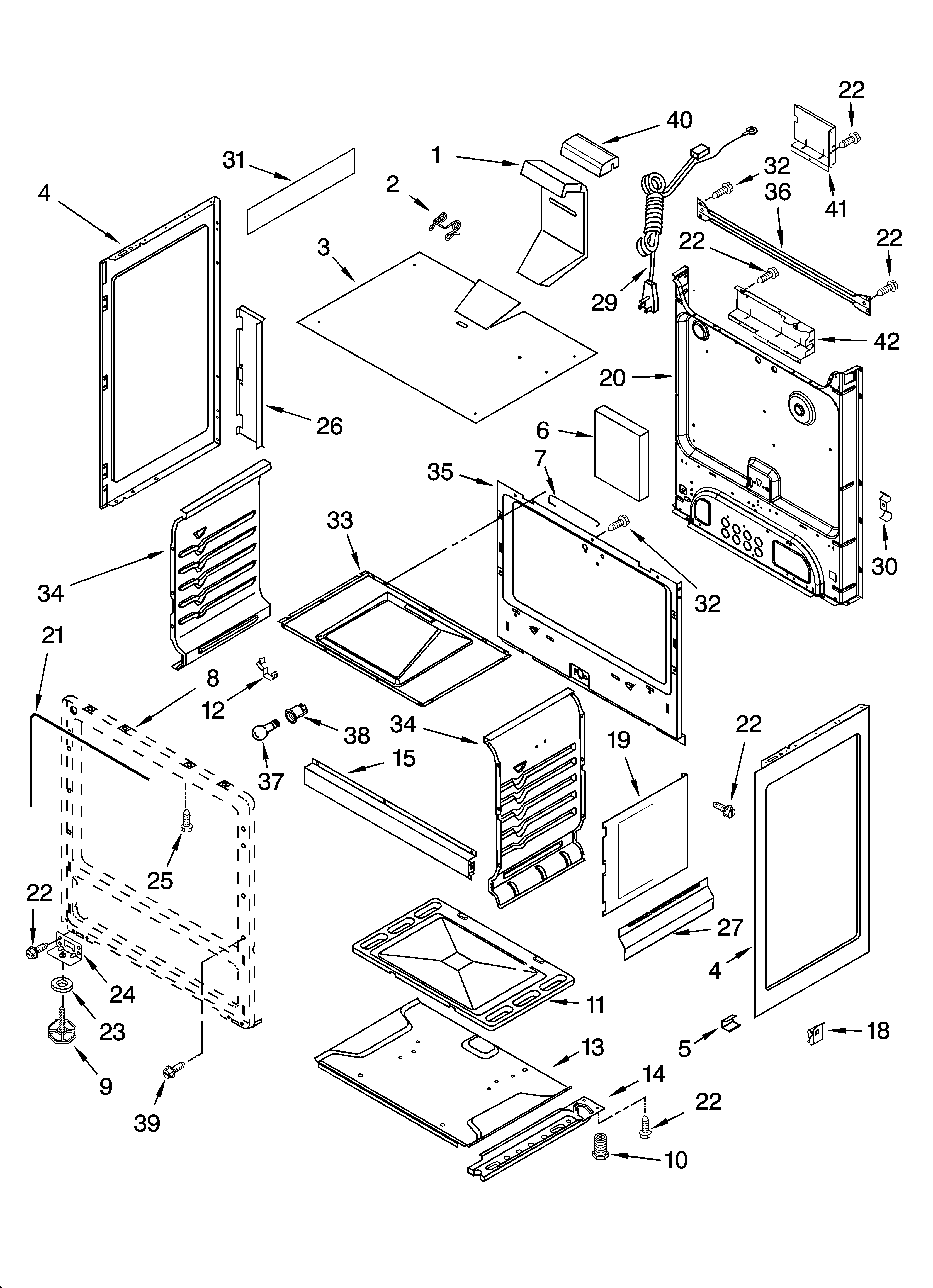 Whirlpool SF303PEPQ3 chassis parts diagram
