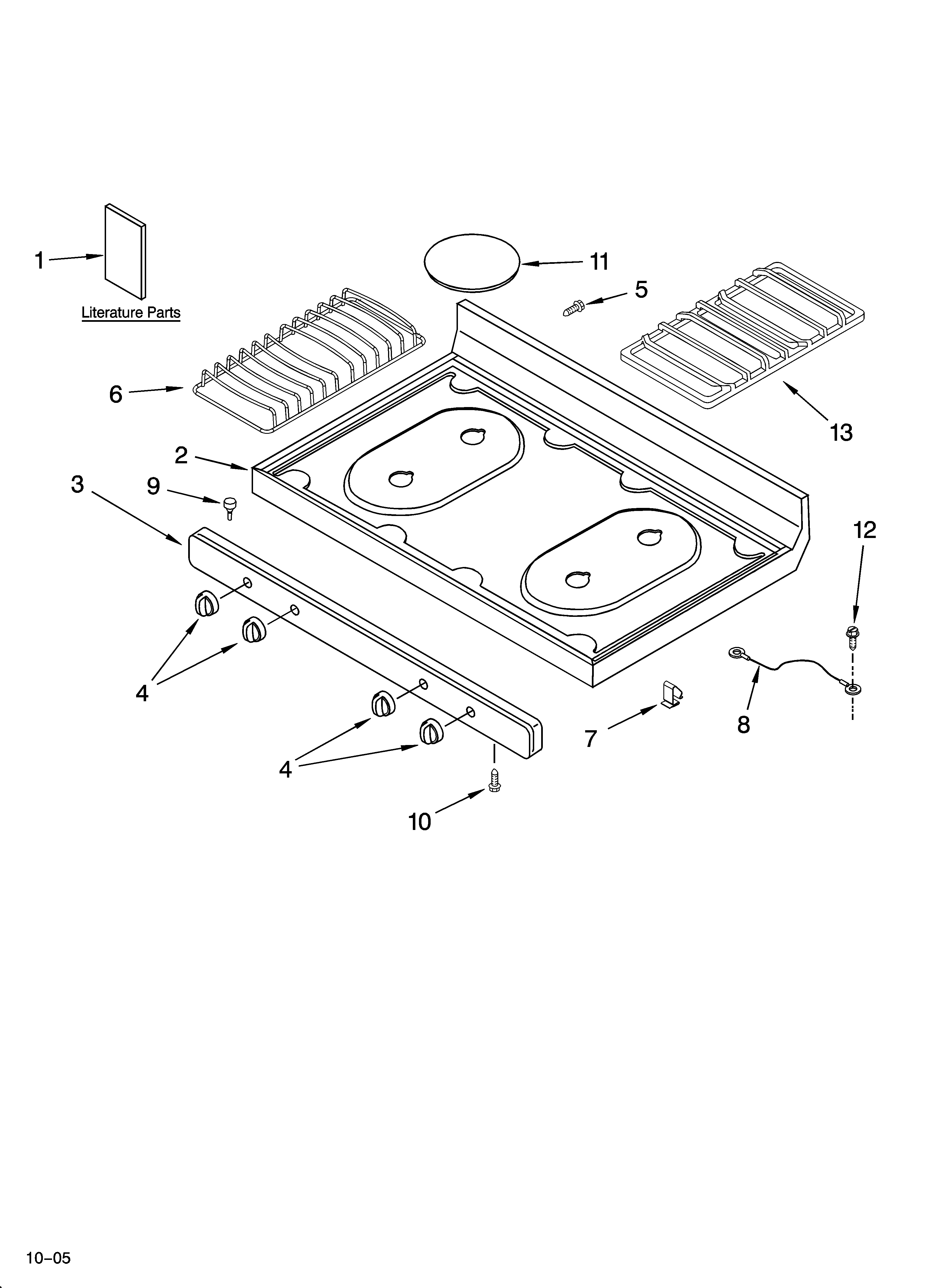 Whirlpool SF315PEPQ4 cooktop parts diagram