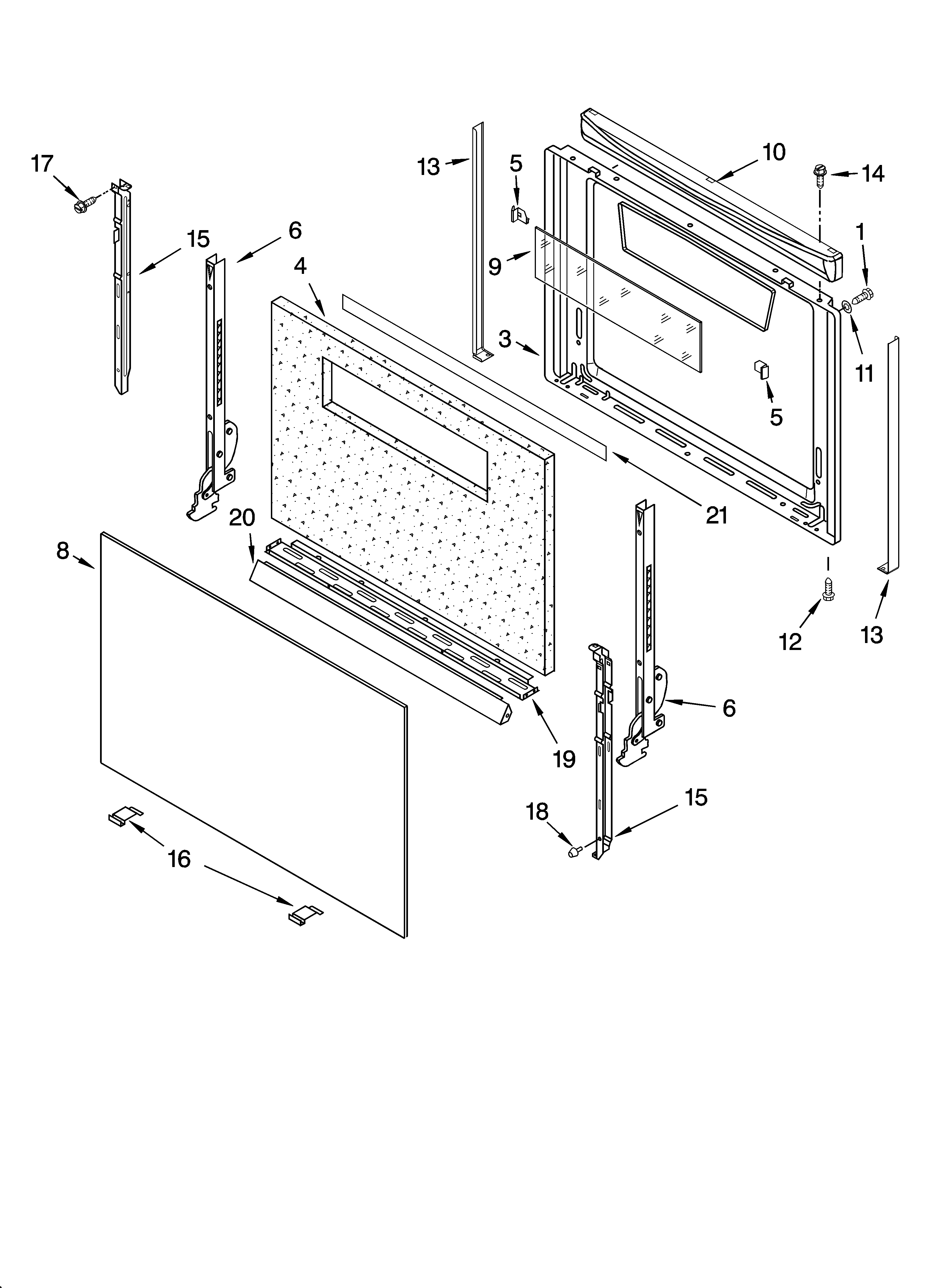 Whirlpool SF315PEPQ4 door parts, miscellaneous parts diagram