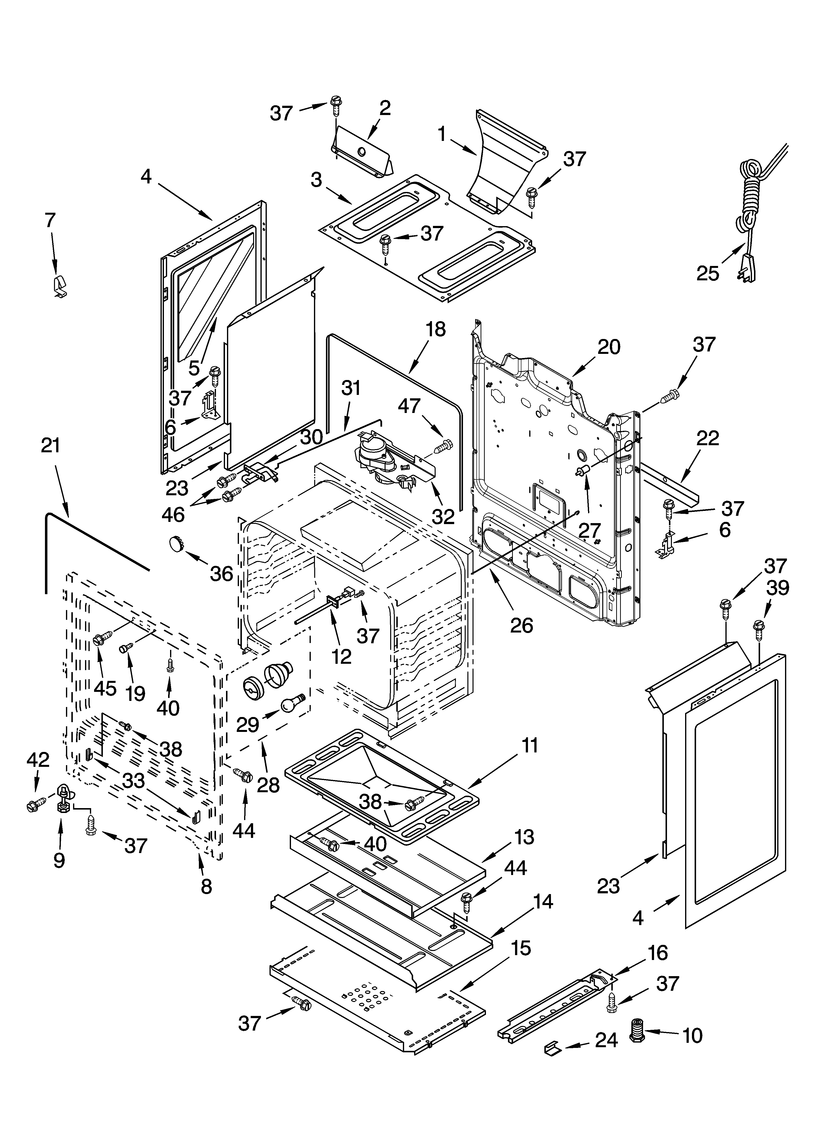 Whirlpool SF378LEPT2 chassis parts diagram