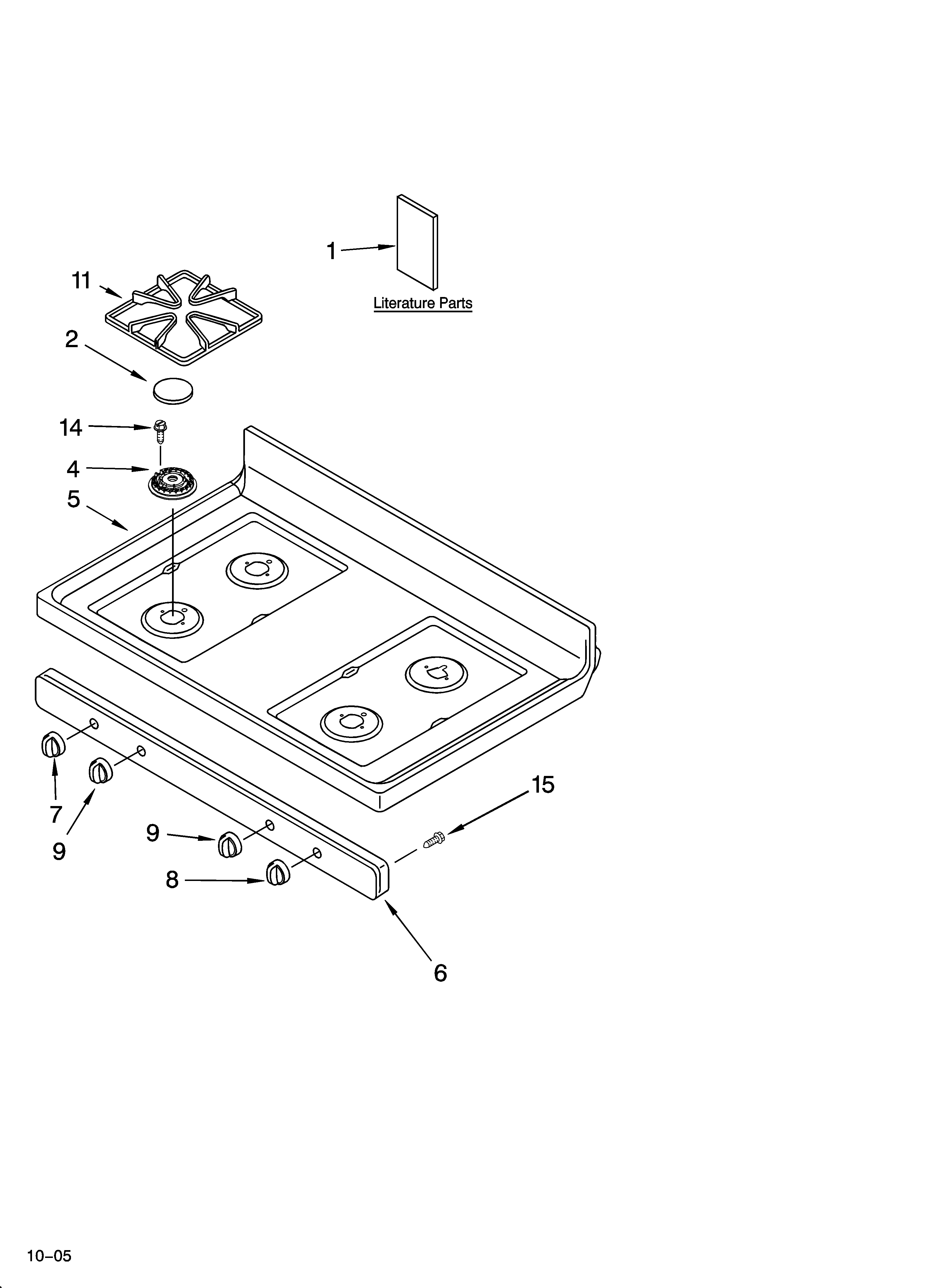 Whirlpool SF380LEPT2 cooktop parts diagram