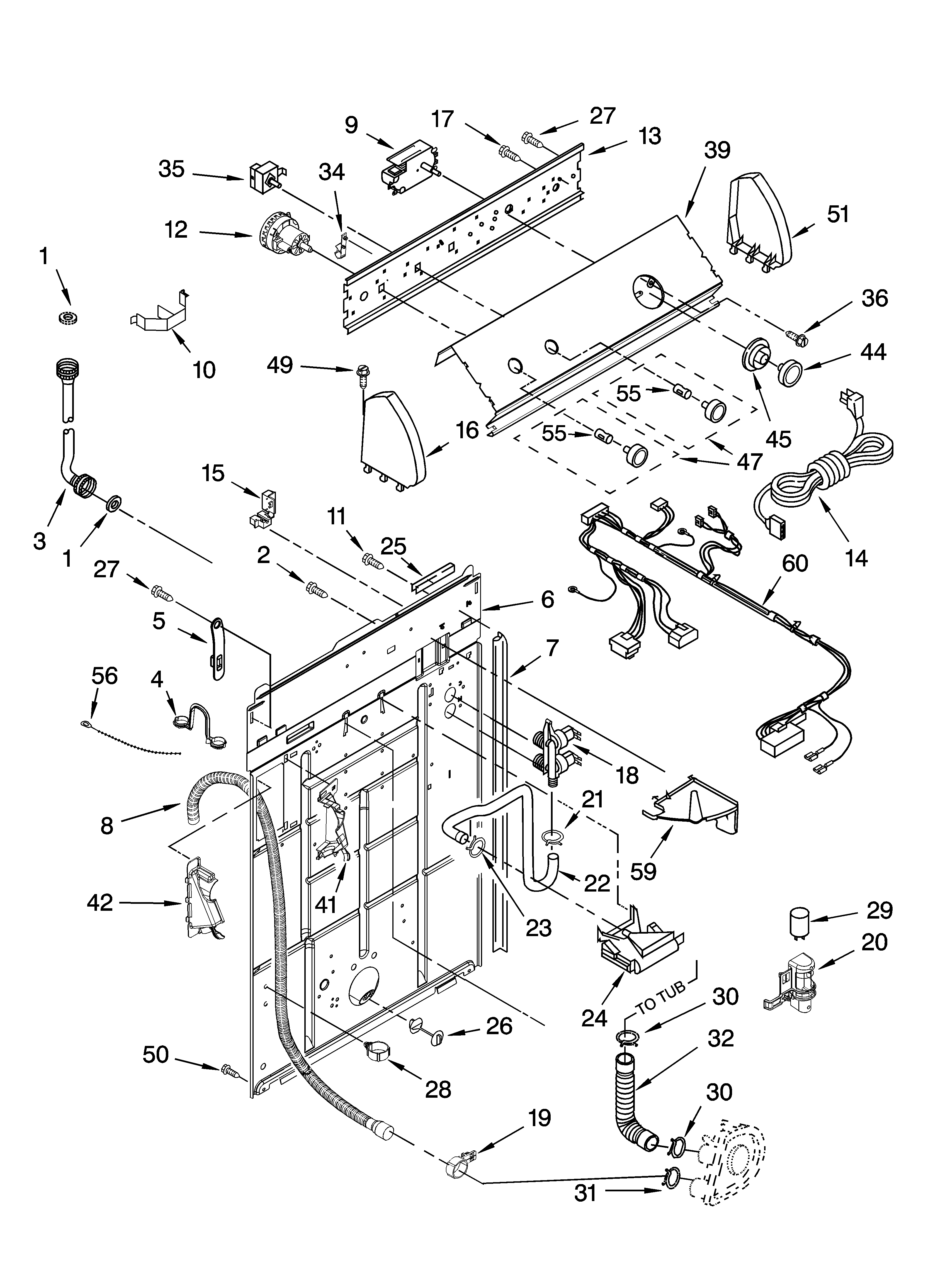 Estate TAWS750PQ2 controls and rear panel parts diagram