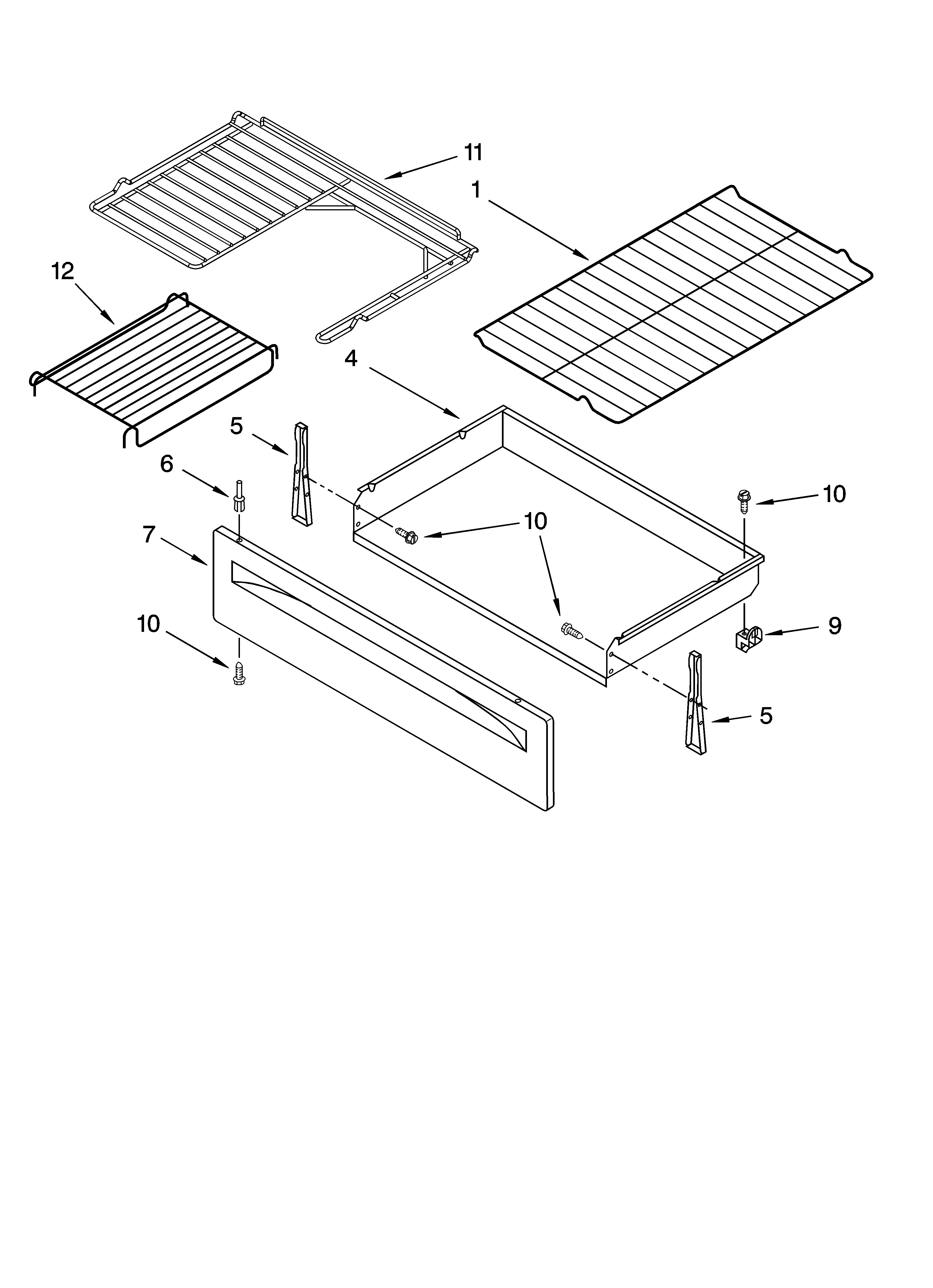 Estate TES326RD1 drawer & broiler parts diagram