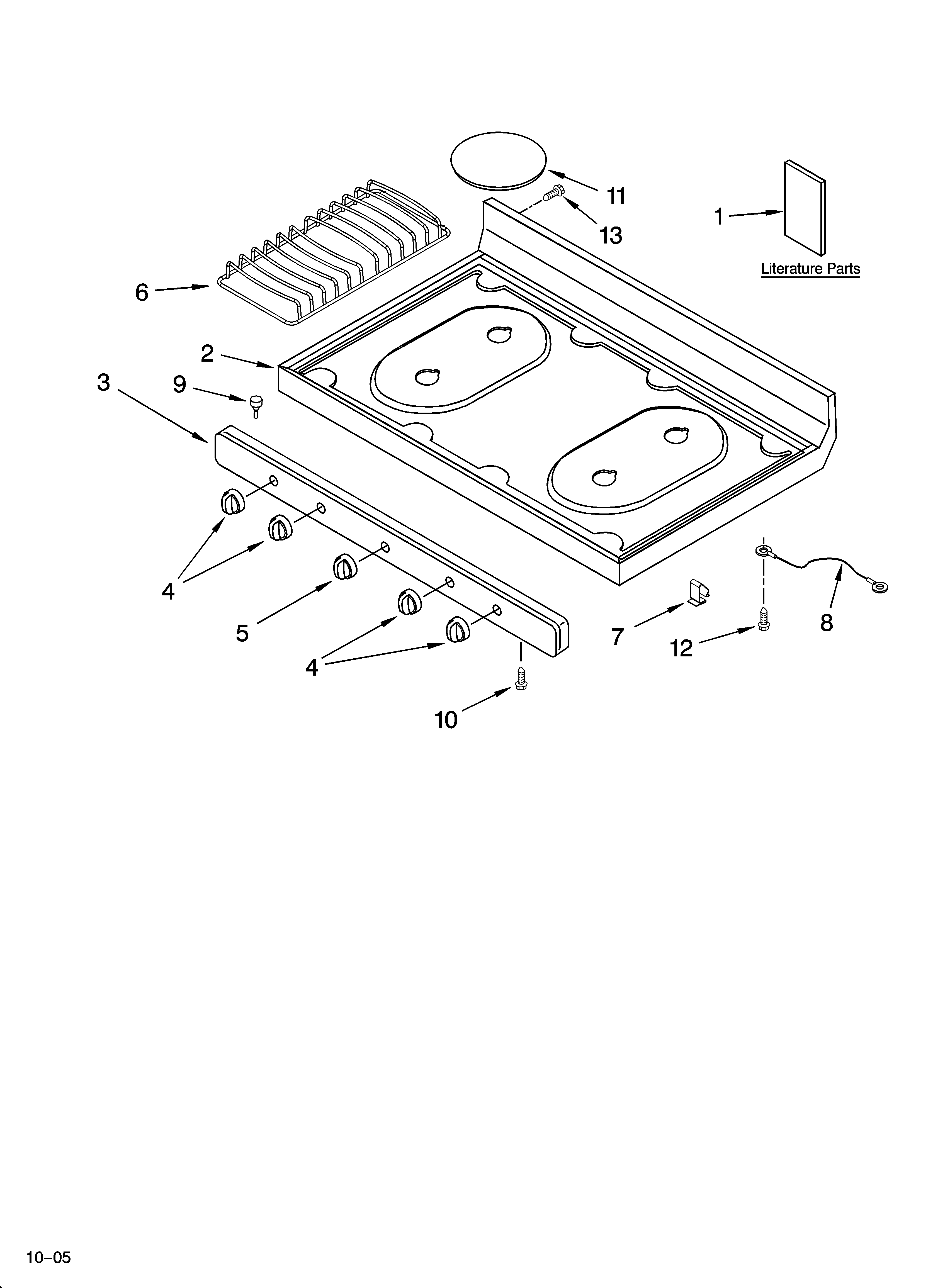 Estate TGP305RV1 cooktop parts diagram