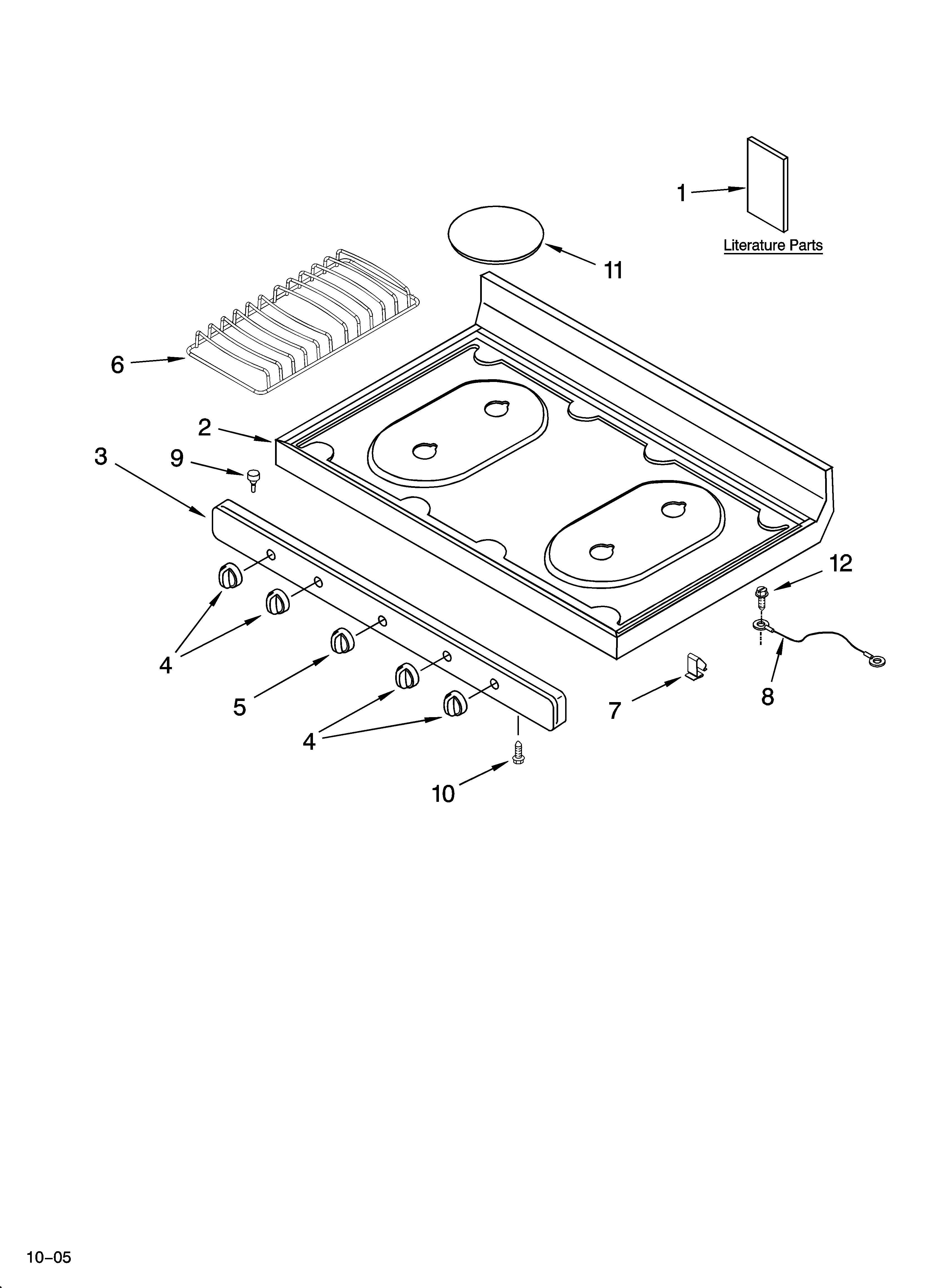 Whirlpool VSF303PEKQ4 cooktop parts diagram