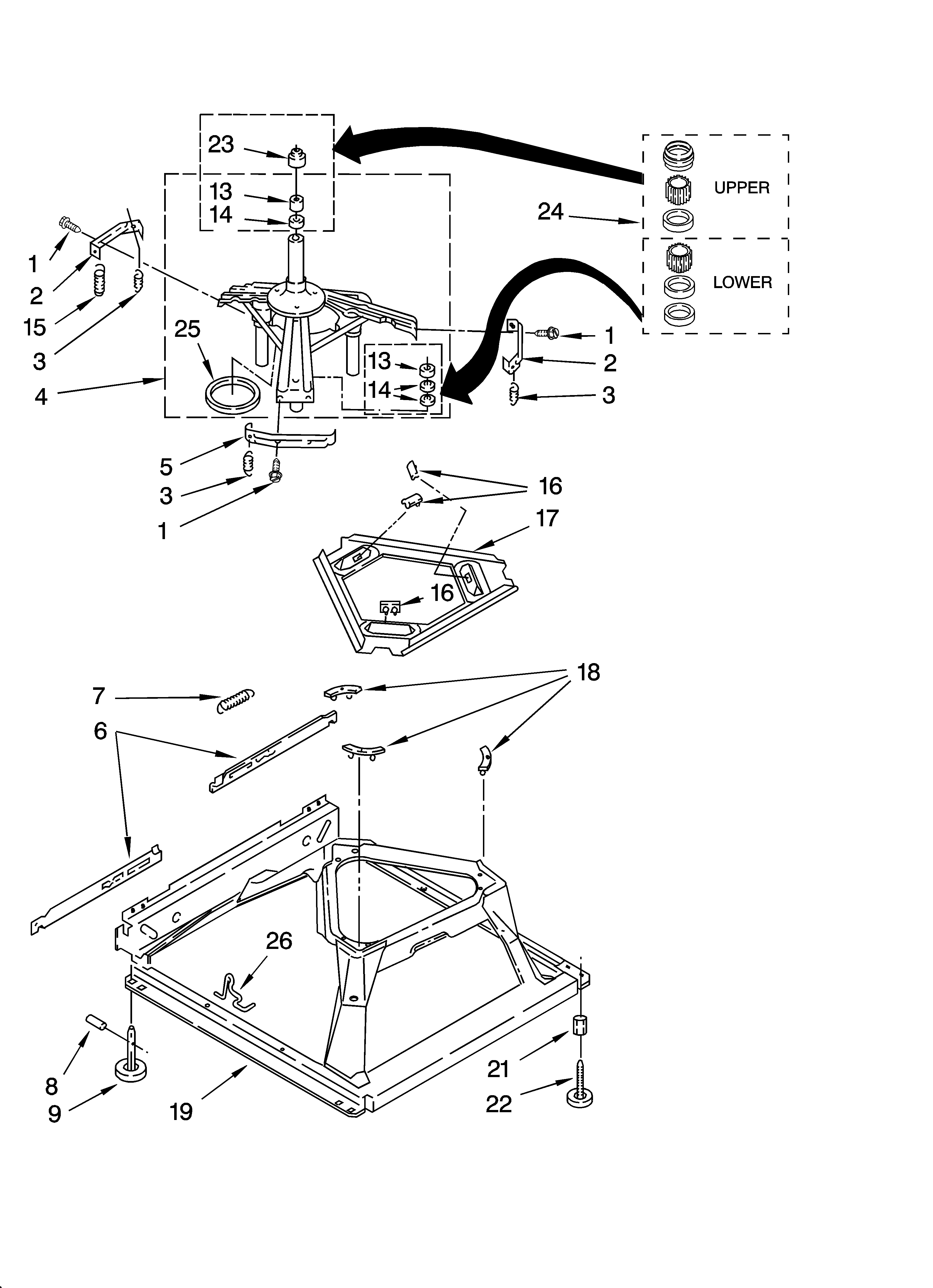 Whirlpool 2DLSQ8000JQ5 machine base parts diagram
