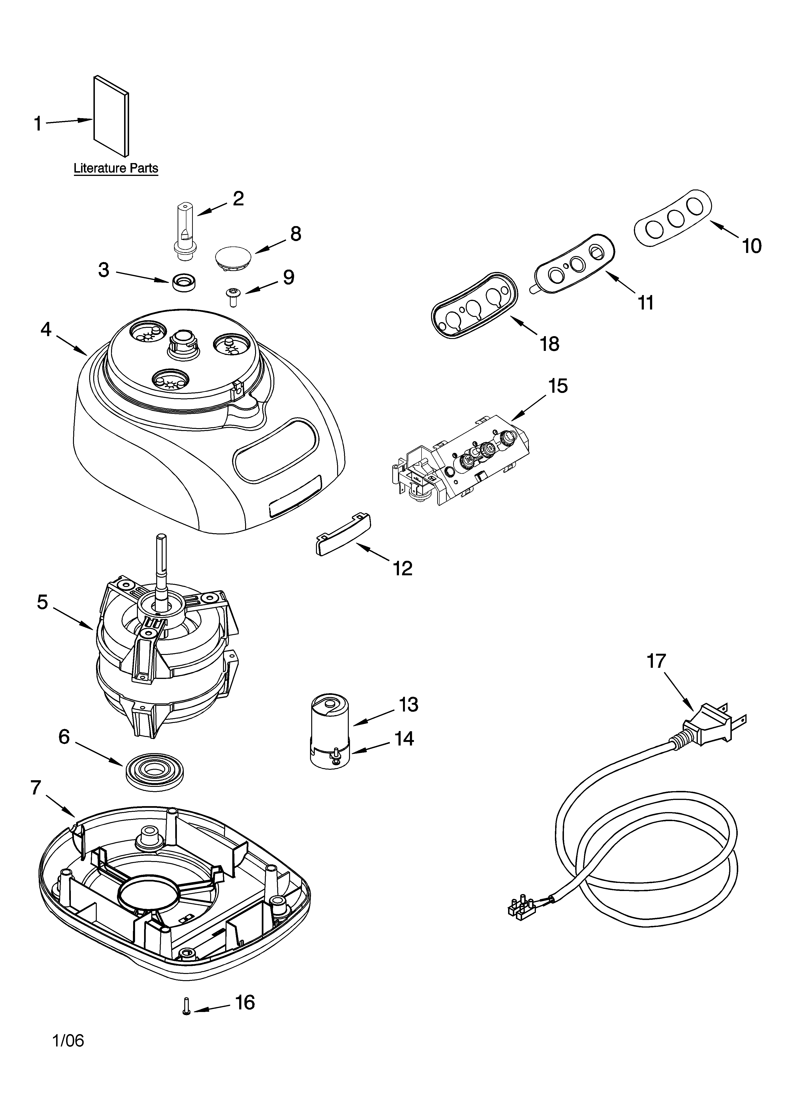 KitchenAid 5KFPM770AWH0 motor and housing parts diagram