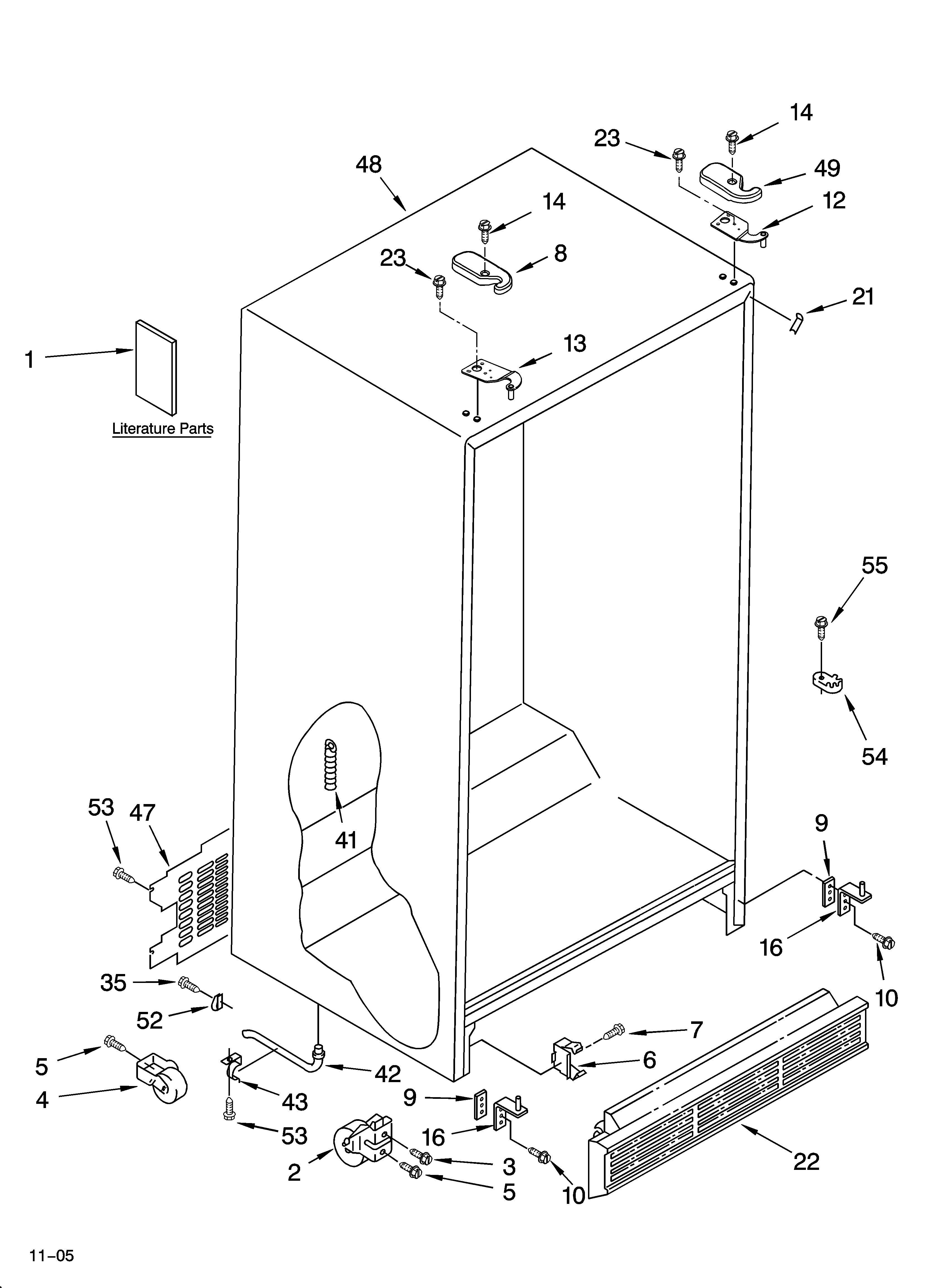 Whirlpool 8ED2GTKXRQ00 cabinet parts diagram