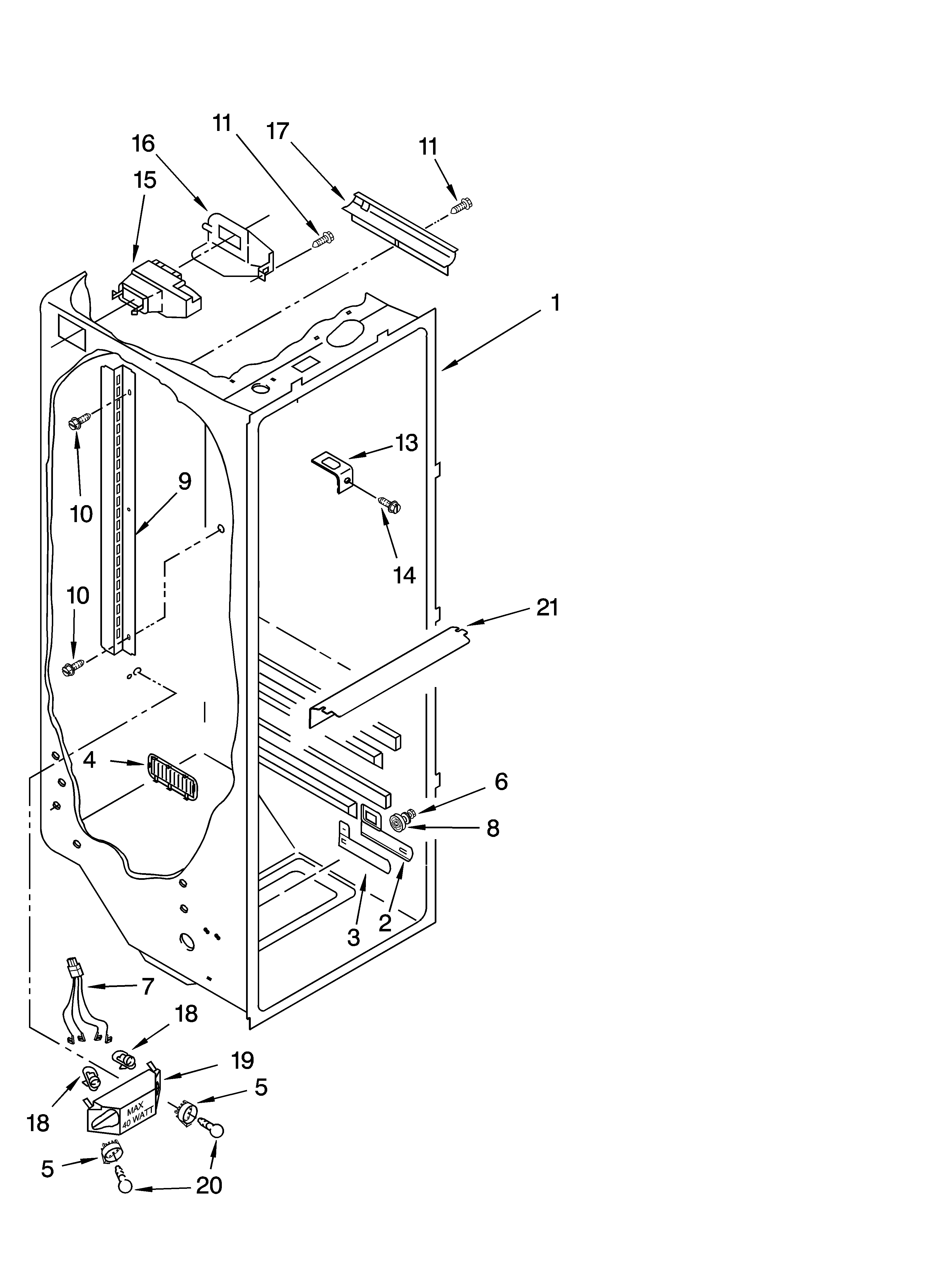 Whirlpool 8ED2GTKXRQ00 refrigerator liner parts diagram