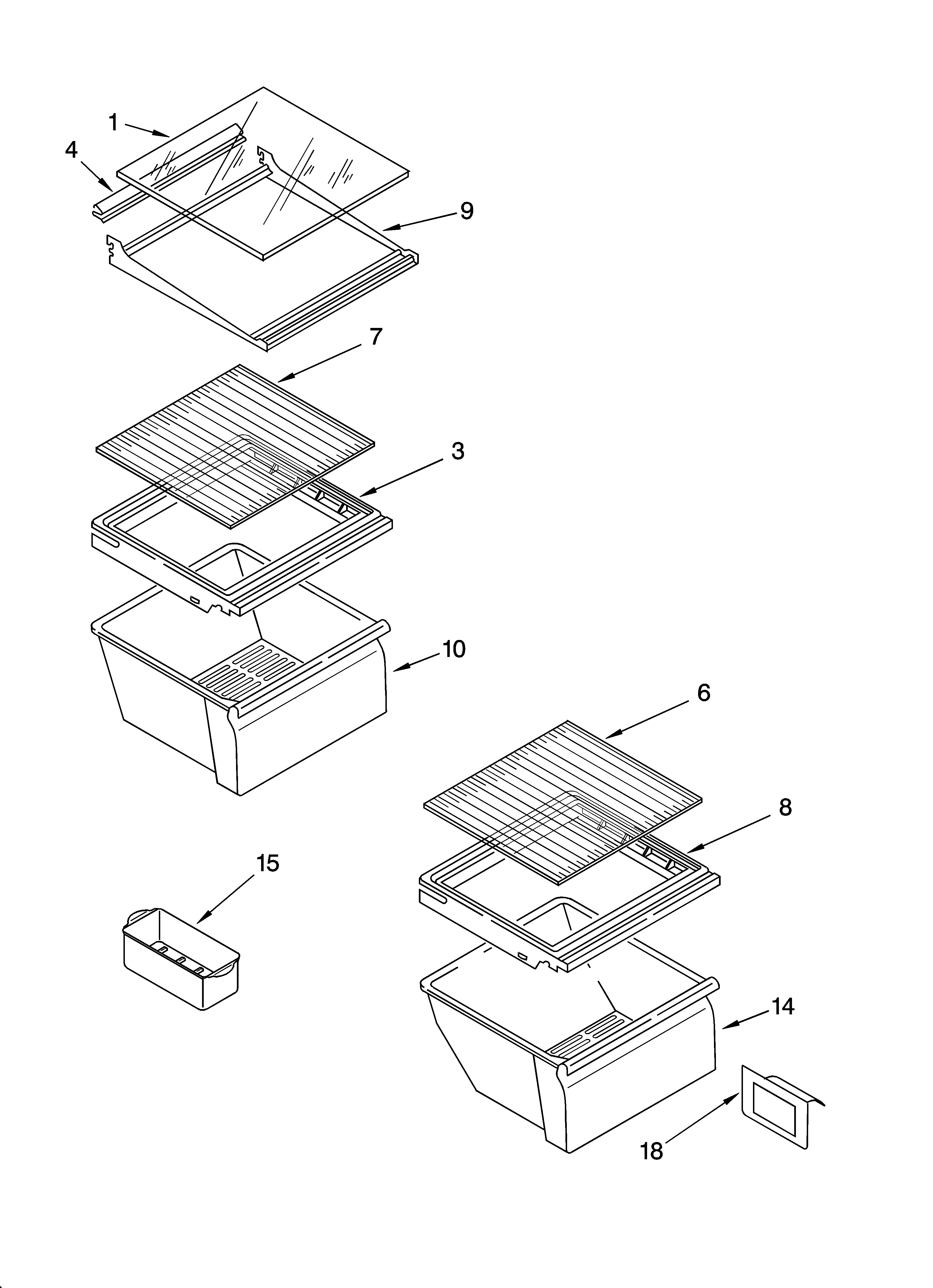 Whirlpool 8ED2GTKXRQ00 refrigerator shelf parts diagram