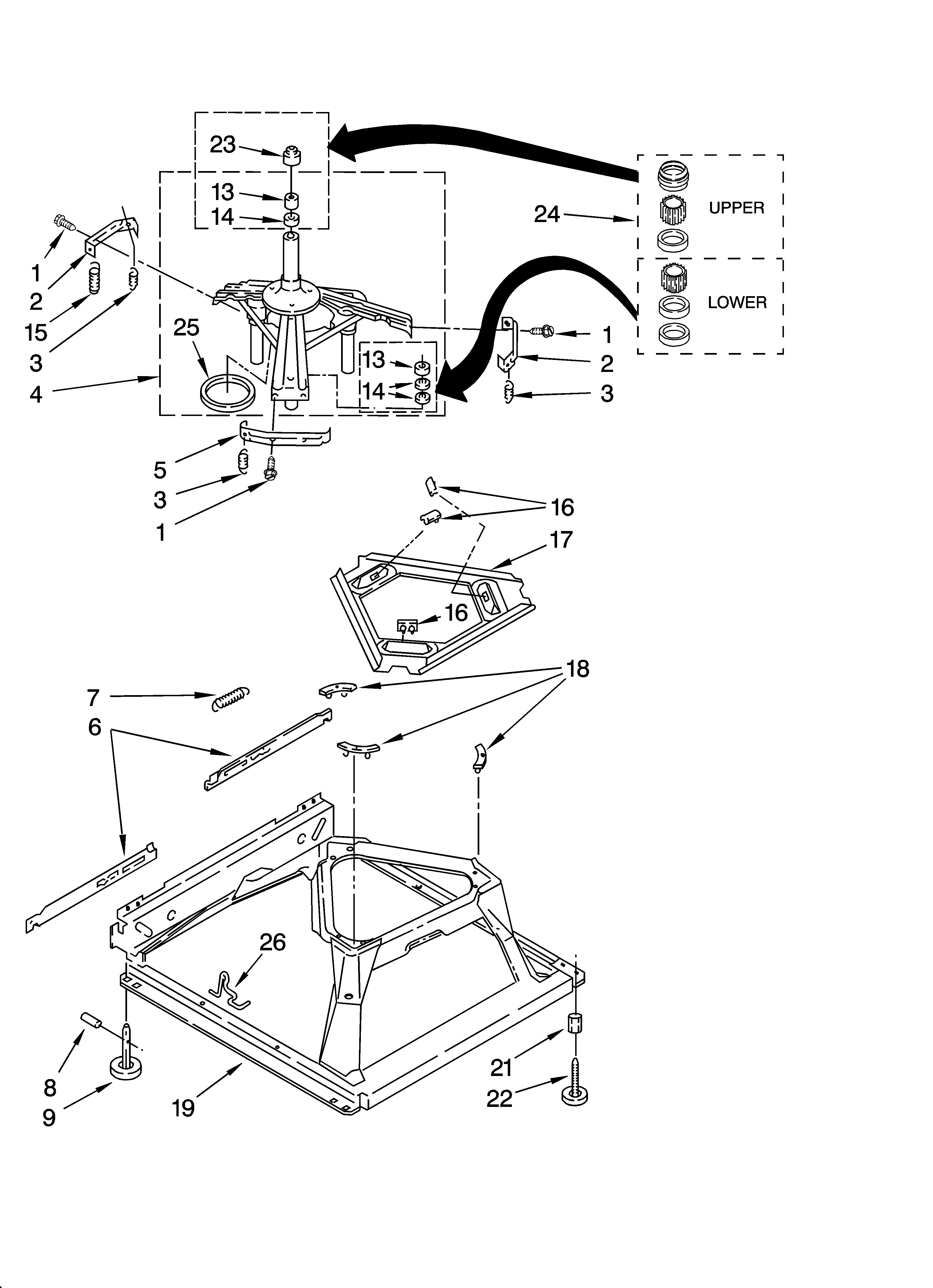 Crosley CAWS833RQ1 machine base parts diagram